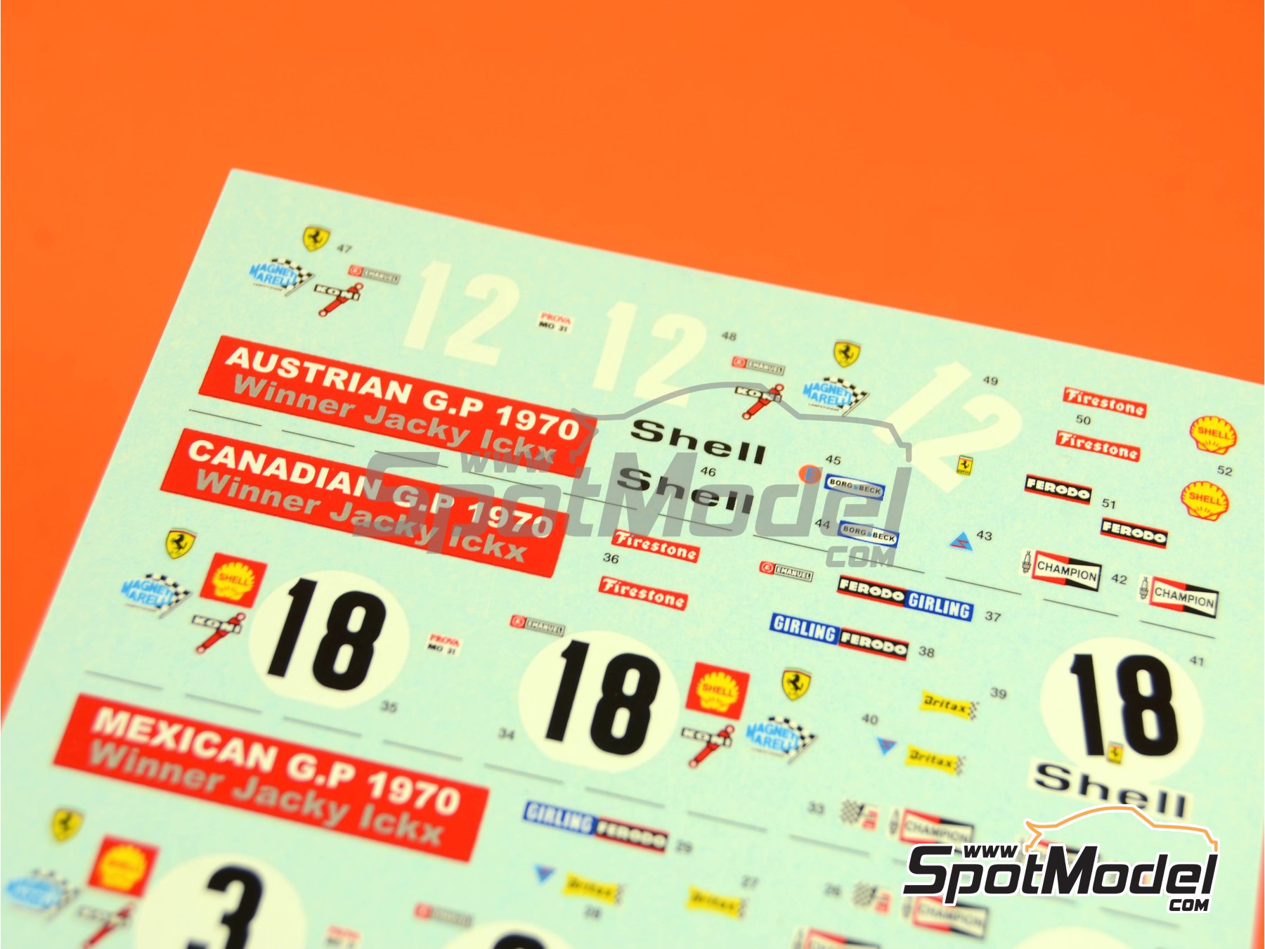 Image 1: Ferrari 312B Equipo Scuderia Ferrari patrocinado por Shell - Gran Premio de F&oacute;rmula 1 de Austria 1970 | Decoraci&oacute;n en escala&nbsp;1/43 fabricado por Tameo Kits (ref.&nbsp;DK366)