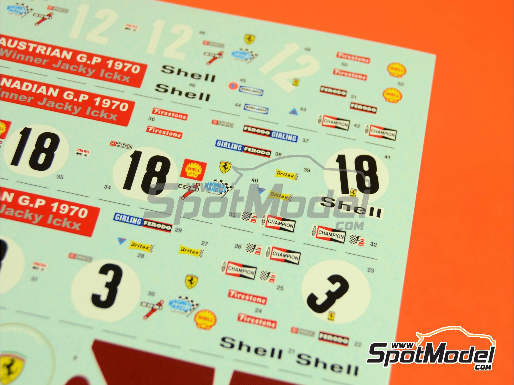 Image 2: Ferrari 312B Equipo Scuderia Ferrari patrocinado por Shell - Gran Premio de F&oacute;rmula 1 de Austria 1970 | Decoraci&oacute;n en escala&nbsp;1/43 fabricado por Tameo Kits (ref.&nbsp;DK366)