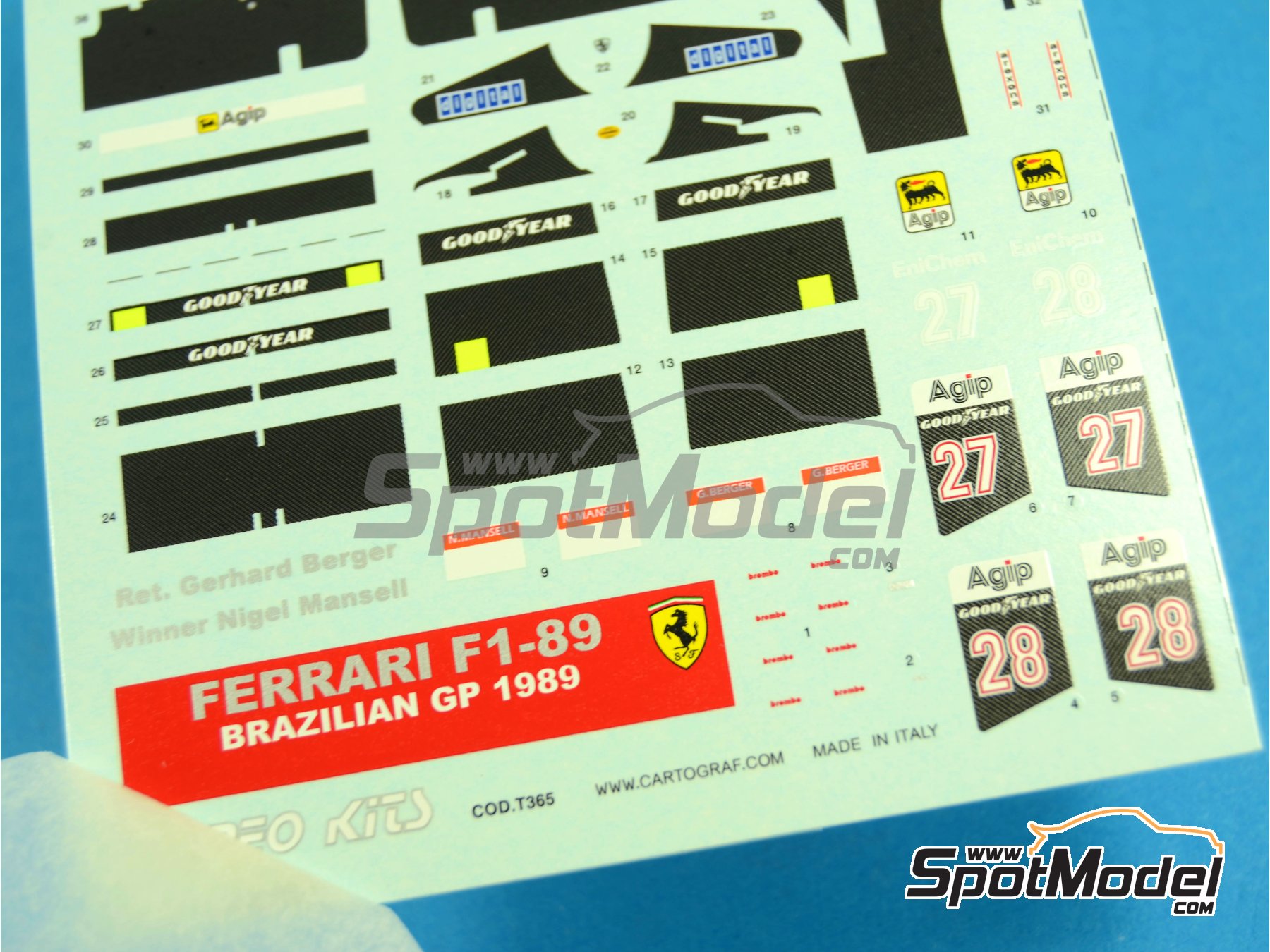 Tameo Kits TMK089: Maqueta de coche escala 1/43 - Ferrari F1/89 640 Equipo  Scuderia Ferrari patrocinado por Marlboro Nº 27,28 - Nigel Ernest James  Mansell (GB), Gerhard Berger (AT) - Gran Premio
