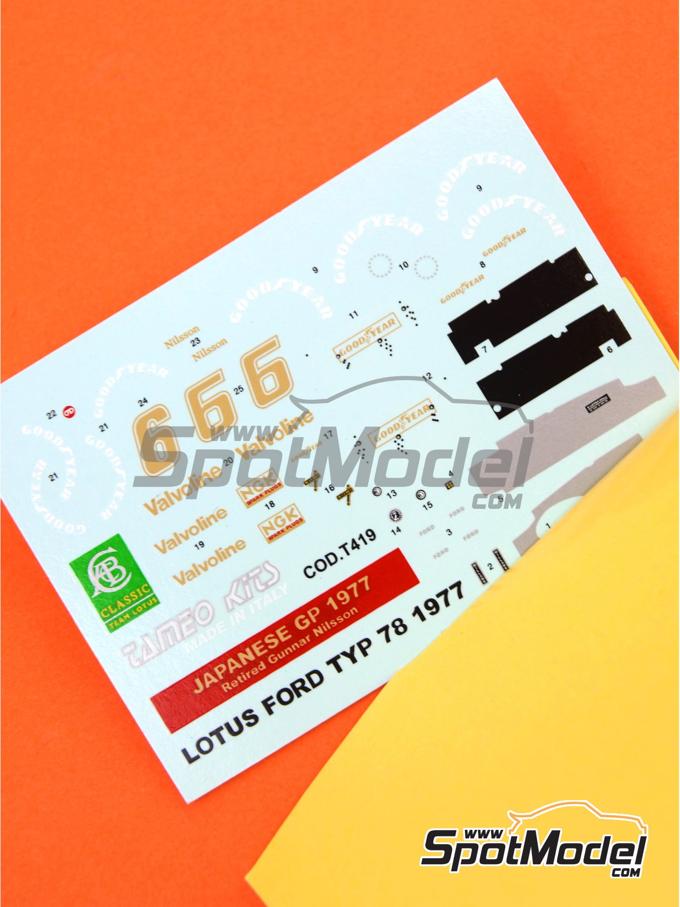 Lotus Ford Type 78 Equipo Lotus patrocinado por Imperial International - Gran Premio de Fórmula 1 de Japón 1977 | Decoración en escala 1/43 fabricado por Tameo Kits (ref. DK403) image