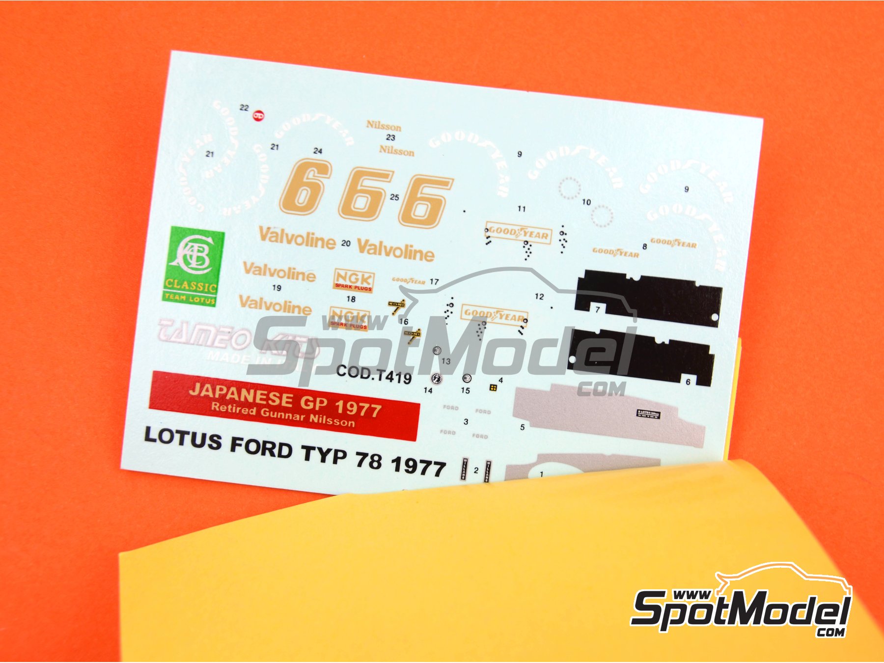 Image 1: Lotus Ford Type 78 Equipo Lotus patrocinado por Imperial International - Gran Premio de Fórmula 1 de Japón 1977 | Decoración en escala 1/43 fabricado por Tameo Kits (ref. DK403)