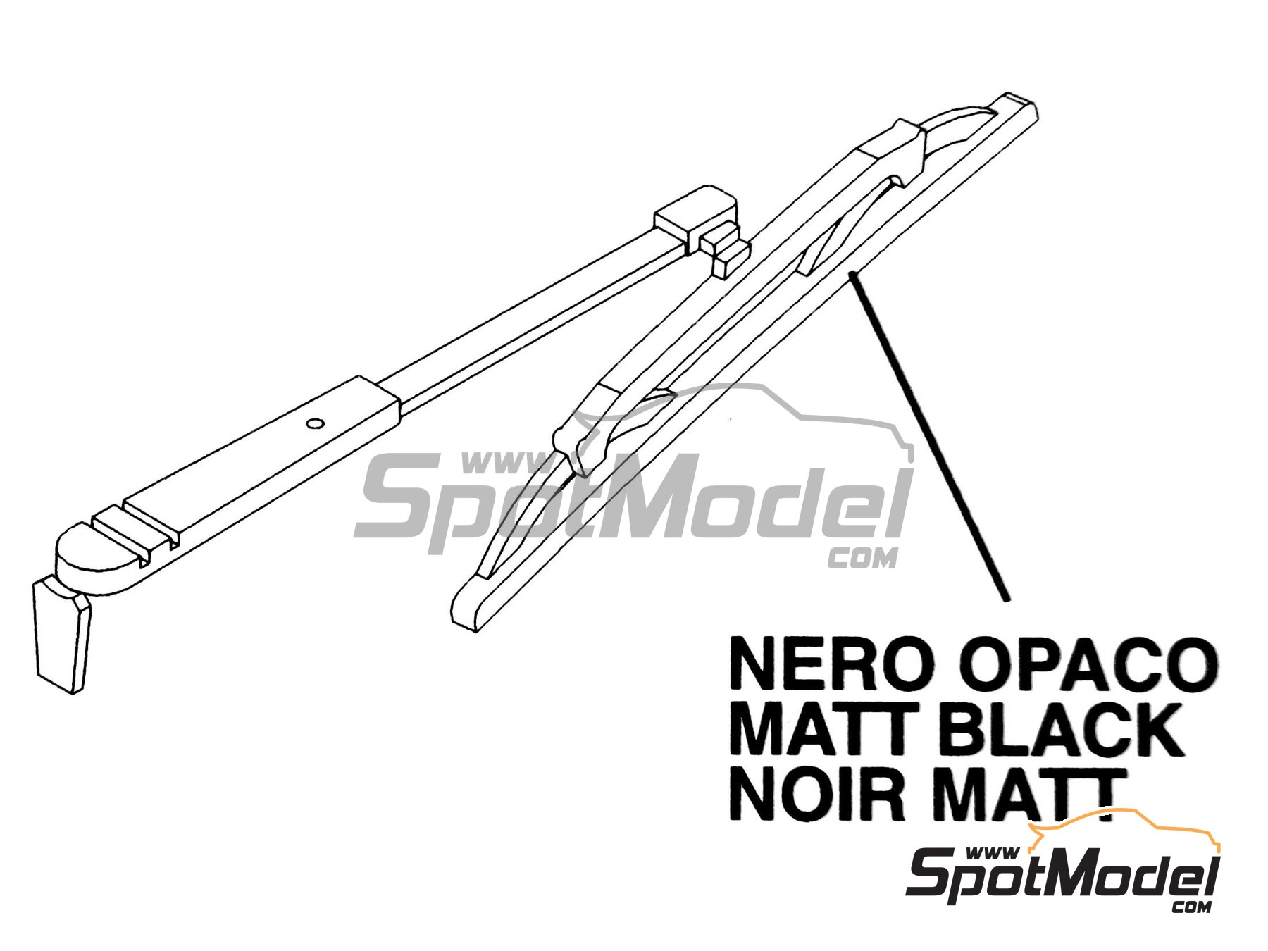 Image 2: Wiper blade | Detail in 1/43 scale manufactured by Tameo Kits (ref.&nbsp;FT03)