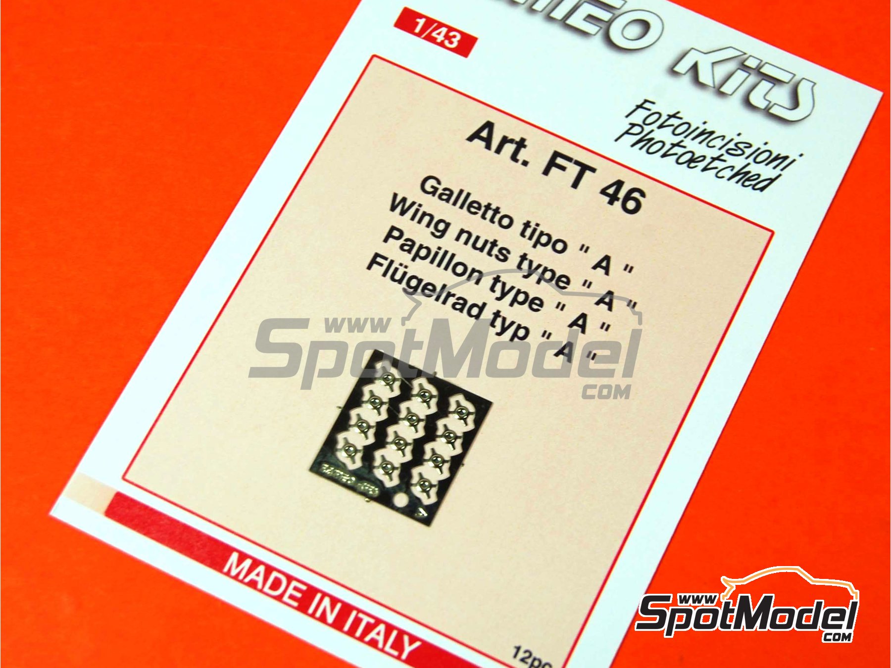 Image 1: Tuerca de aletas para llantas cl&aacute;sicas | Detalle en escala&nbsp;1/43 fabricado por Tameo Kits (ref.&nbsp;FT46)