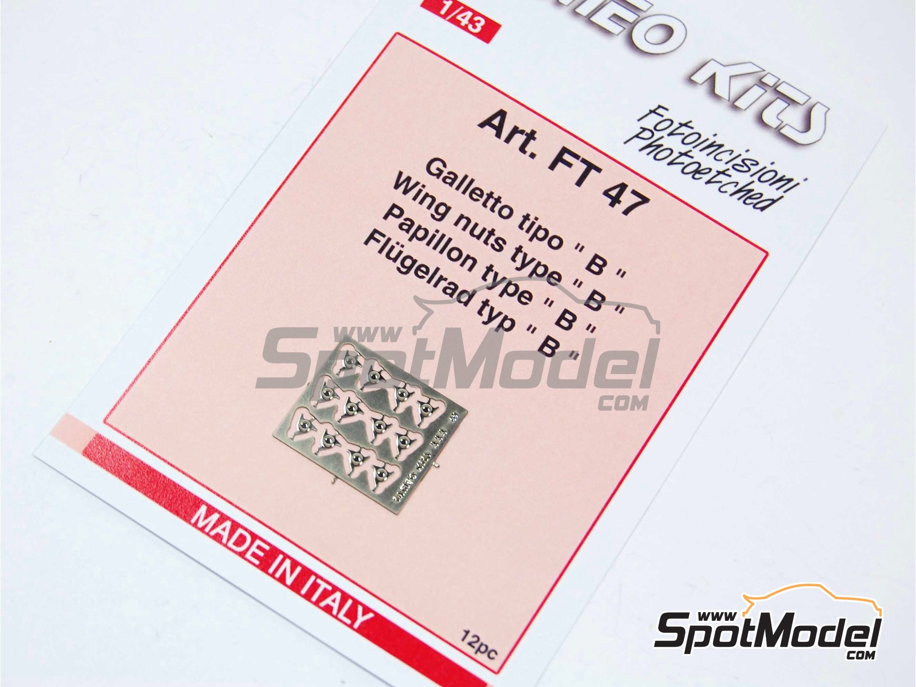 Image 1: Tuerca de aletas para llantas cl&aacute;sicas | Detalle en escala&nbsp;1/43 fabricado por Tameo Kits (ref.&nbsp;FT47)