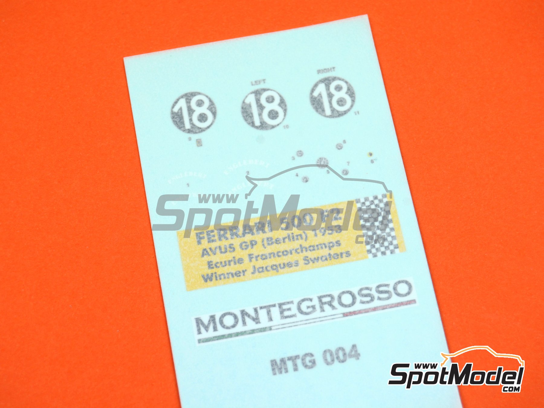 Image 15: Ferrari 500 F2 Ecurie Francorchamps Team - Avus Grand Prix Berlin 1953 | Car scale model kit in 1/43 scale manufactured by Tameo Kits (ref. MTG004)