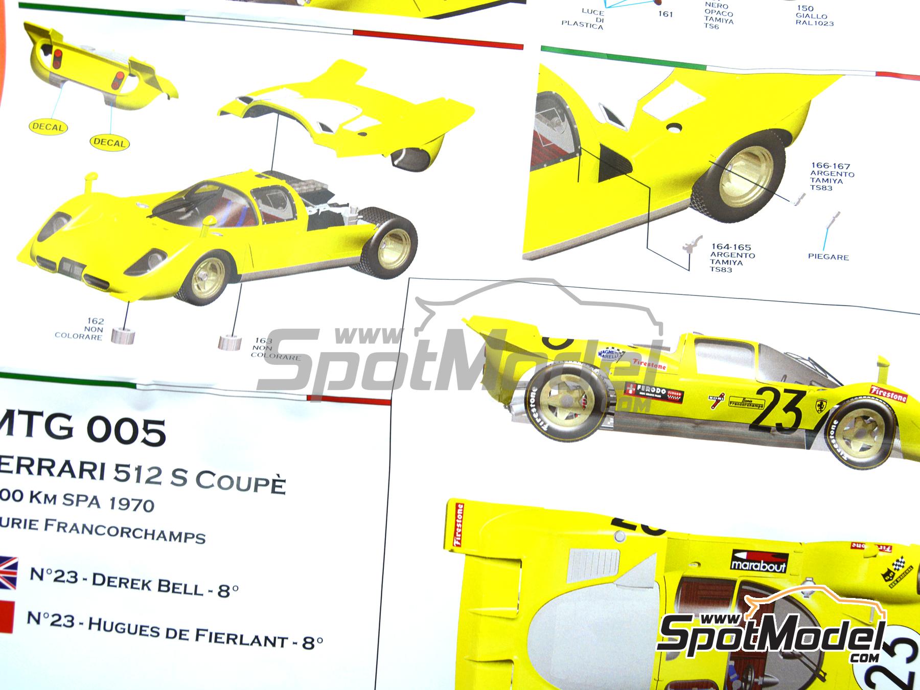 Image 13: Ferrari 512S Ecurie Francorchamps Team - SPA Francorchamps 1000 Kms 1970 | Car scale model kit in 1/43 scale manufactured by Tameo Kits (ref.&nbsp;MTG005)