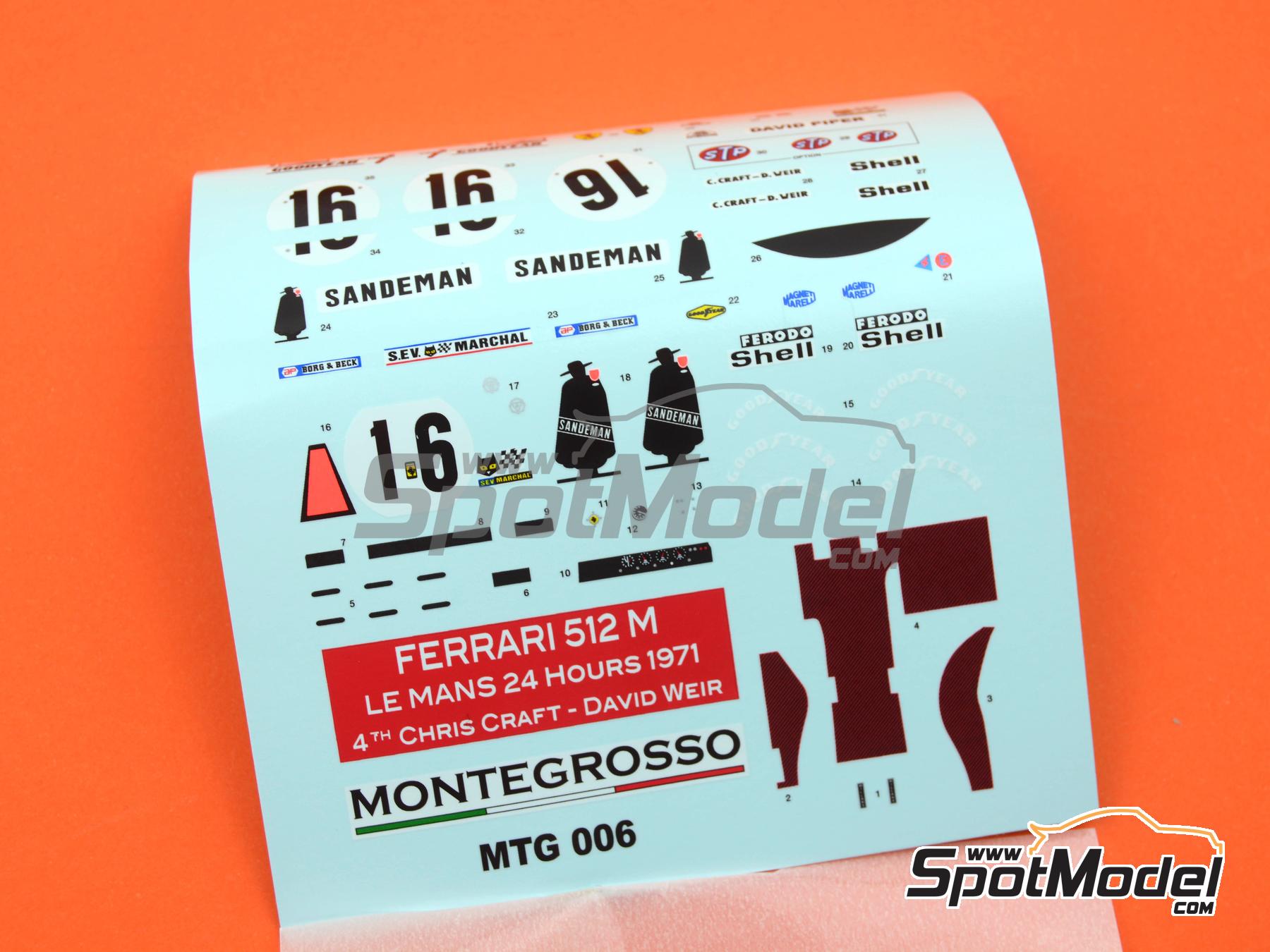 Image 6: Ferrari 512M David Piper Team sponsored by Sandeman - 24 Hours Le Mans 1971 | Car scale model kit in 1/43 scale manufactured by Tameo Kits (ref.&nbsp;MTG006)