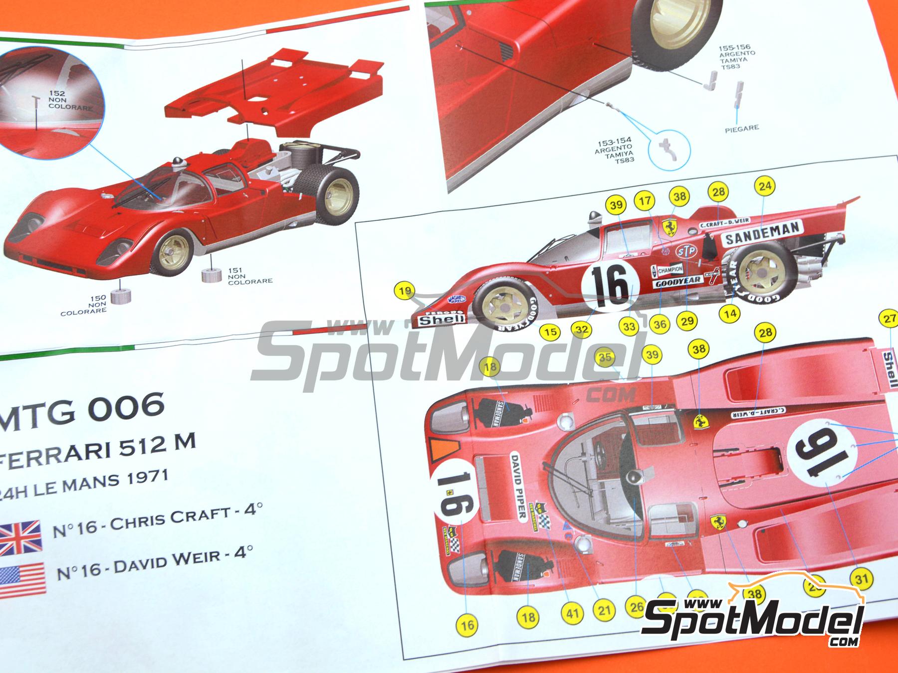 Image 11: Ferrari 512M David Piper Team sponsored by Sandeman - 24 Hours Le Mans 1971 | Car scale model kit in 1/43 scale manufactured by Tameo Kits (ref.&nbsp;MTG006)