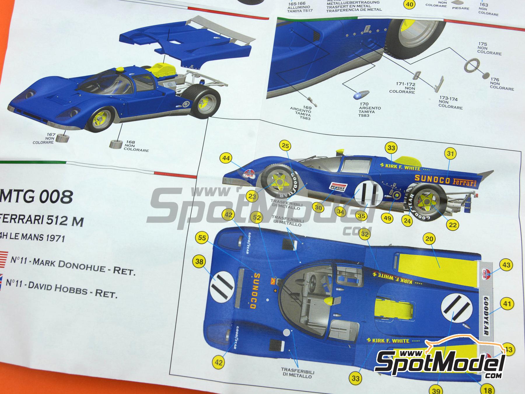 Image 2: Ferrari 512M Equipo Penske patrocinado por Sunoco - 24 Horas de Le Mans 1971 | Maqueta de coche en escala&nbsp;1/43 fabricado por Tameo Kits (ref.&nbsp;MTG008)