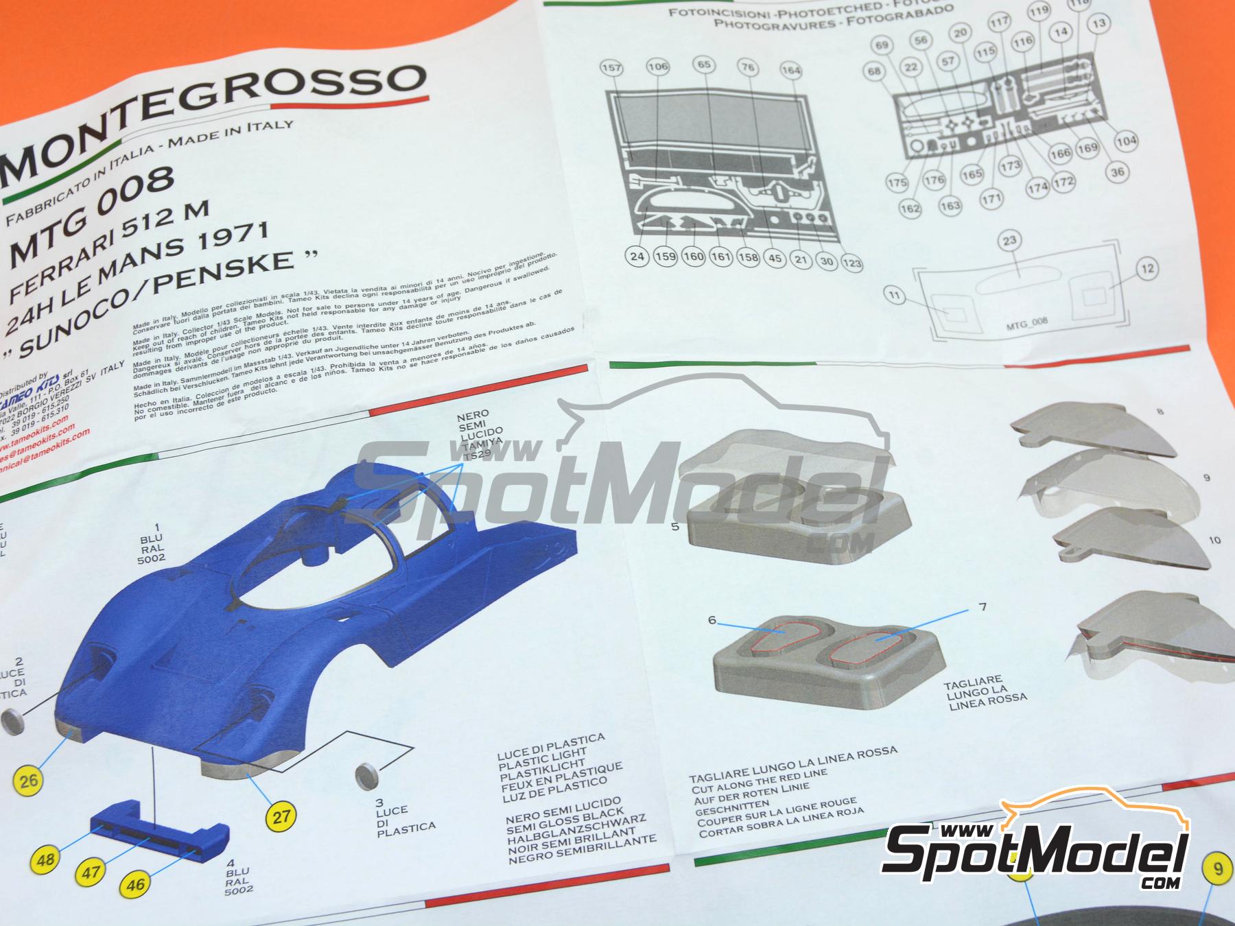 Image 5: Ferrari 512M Equipo Penske patrocinado por Sunoco - 24 Horas de Le Mans 1971 | Maqueta de coche en escala&nbsp;1/43 fabricado por Tameo Kits (ref.&nbsp;MTG008)