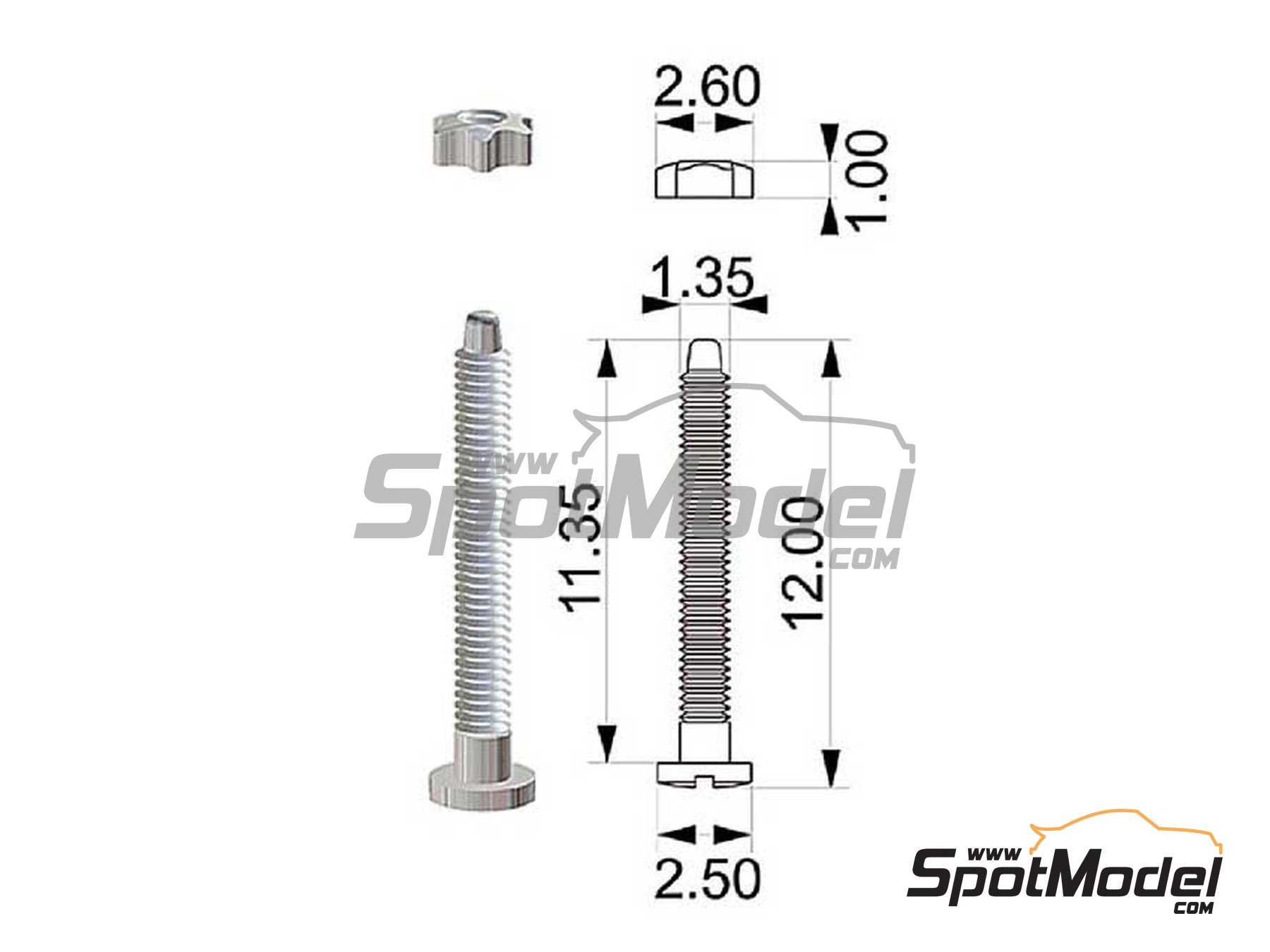 Image 3: Screw with nut | Fasteners manufactured by Tameo Kits (ref. PG25)