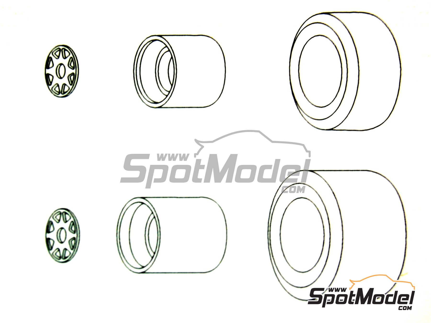 Image 1: Speedline F1 gold 8 spokes | Rims and tyres set in 1/43 scale manufactured by Tameo Kits (ref.&nbsp;PWT04)