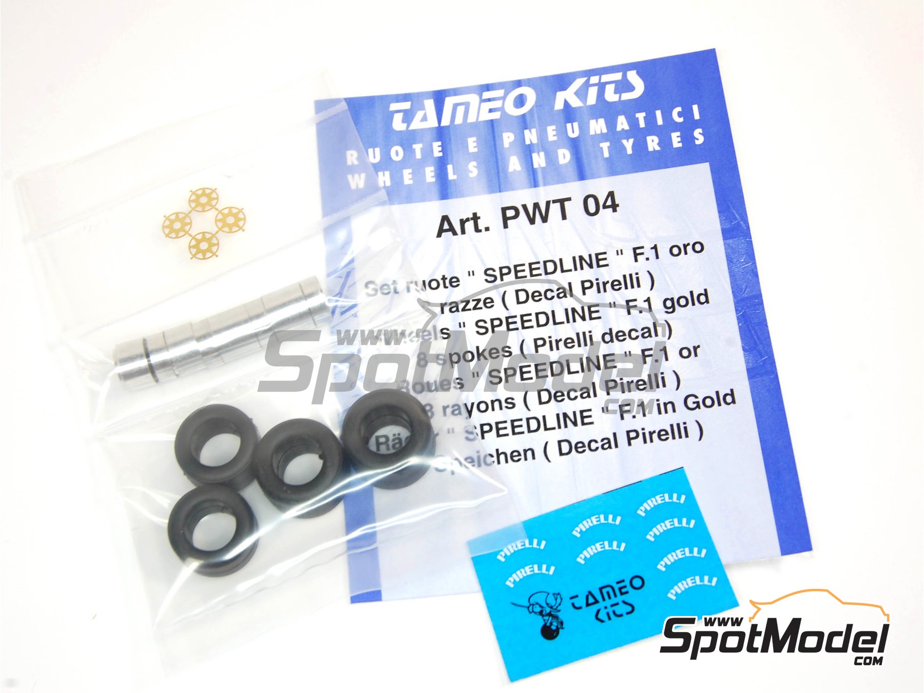 Image 2: Speedline F1 gold 8 spokes | Rims and tyres set in 1/43 scale manufactured by Tameo Kits (ref.&nbsp;PWT04)