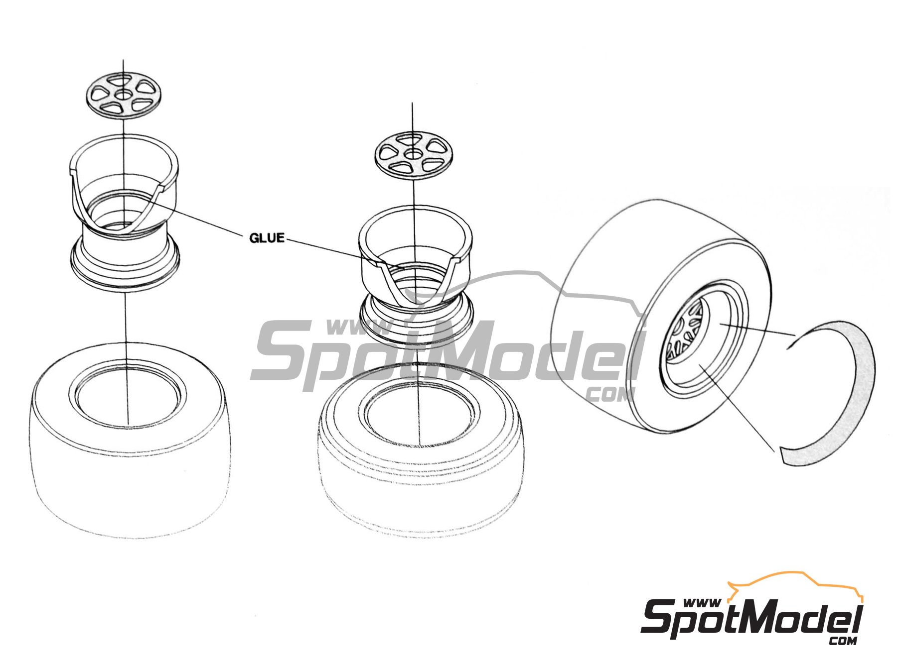 Image 1: Slicks y llantas - Campeonato del Mundo FIA de Formula 1 1993 | Set de llantas y neum&aacute;ticos en escala&nbsp;1/43 fabricado por Tameo Kits (ref.&nbsp;PWT16)