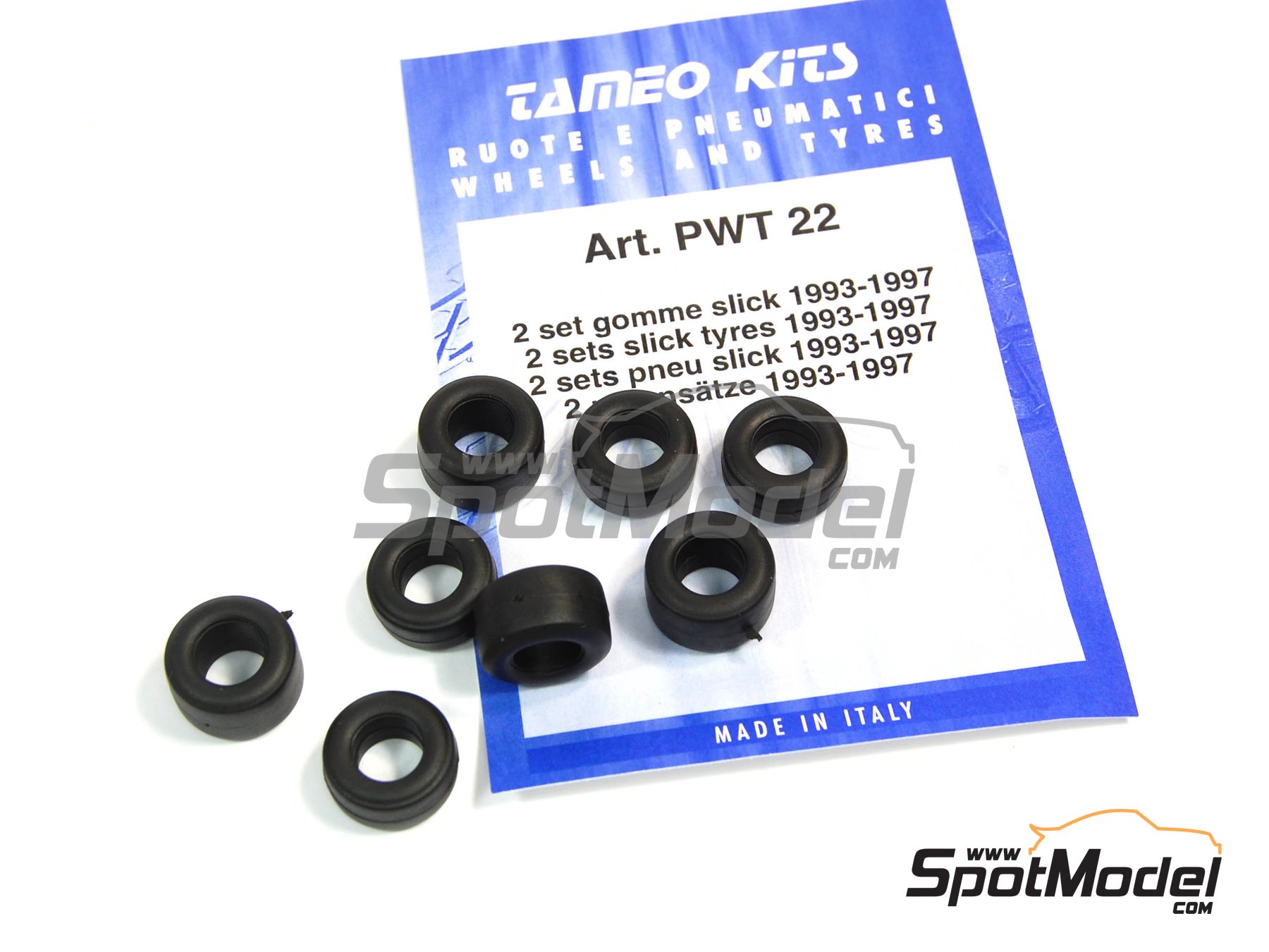 Image 1: Slick - FIA Formula 1 World Championship 1993, 1994, 1995, 1996 and 1997 | Tyre set in 1/43 scale manufactured by Tameo Kits (ref.&nbsp;PWT22)