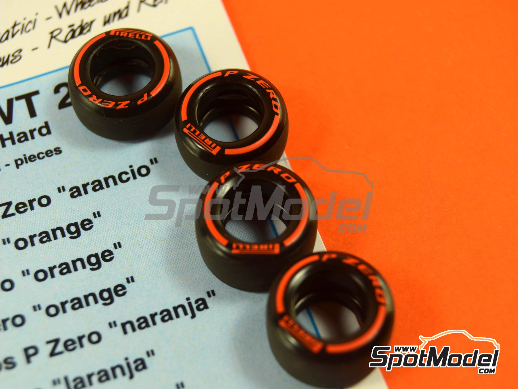 Image 3: P Zero Orange | Tyre set in 1/43 scale manufactured by Tameo Kits (ref. PWT26)