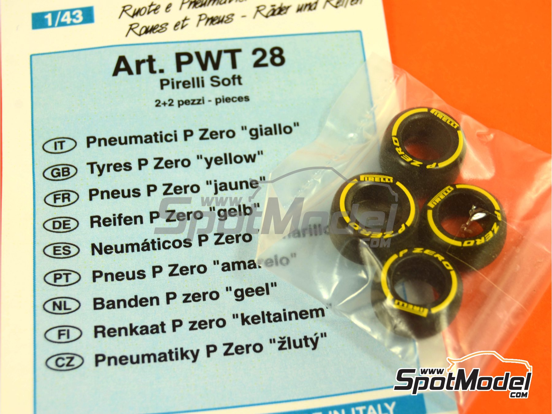 Image 4: P Zero Amarillo | Neum&aacute;ticos en escala&nbsp;1/43 fabricado por Tameo Kits (ref.&nbsp;PWT28)
