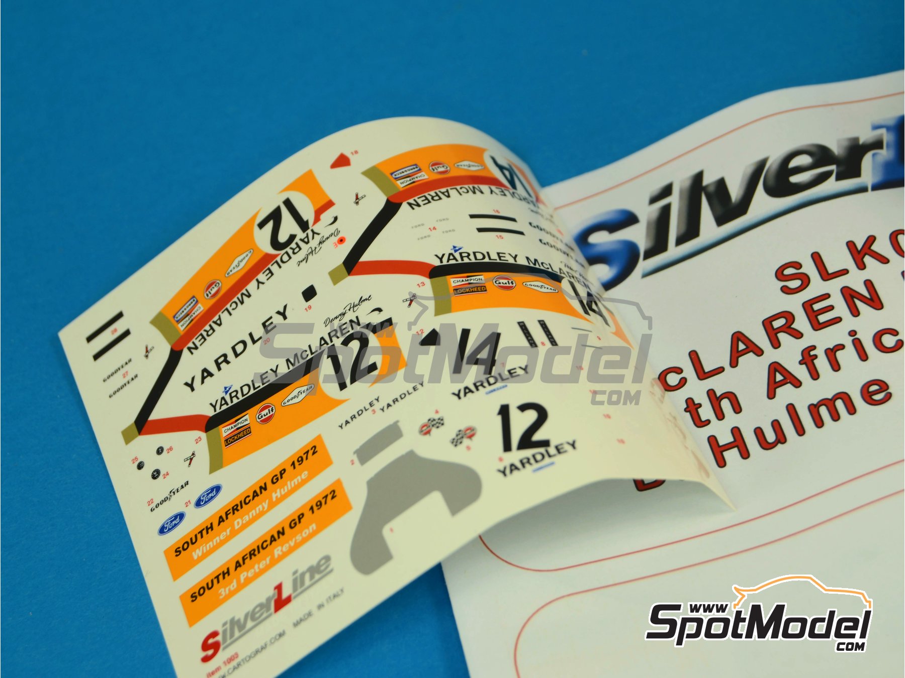 Image 3: McLaren Ford M19 McLaren Racing Limited Team sponsored by Yardley - South African Formula 1 Grand Prix 1972 | Car scale model kit in 1/43 scale manufactured by Tameo Kits (ref.&nbsp;SLK034)