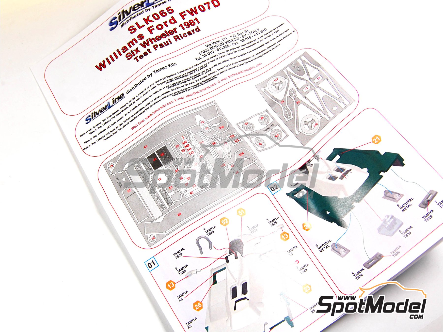 Image 5: Williams Cosworth FW07D 6 ruedas Fly Saudia - Version de test 1981 | Maqueta de coche en escala 1/43 fabricado por Tameo Kits (ref. SLK065)