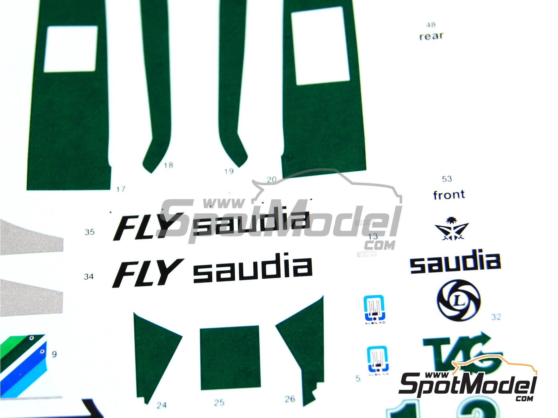 Image 24: Williams Cosworth FW07D 6 ruedas Fly Saudia - Version de test 1981 | Maqueta de coche en escala 1/43 fabricado por Tameo Kits (ref. SLK065)