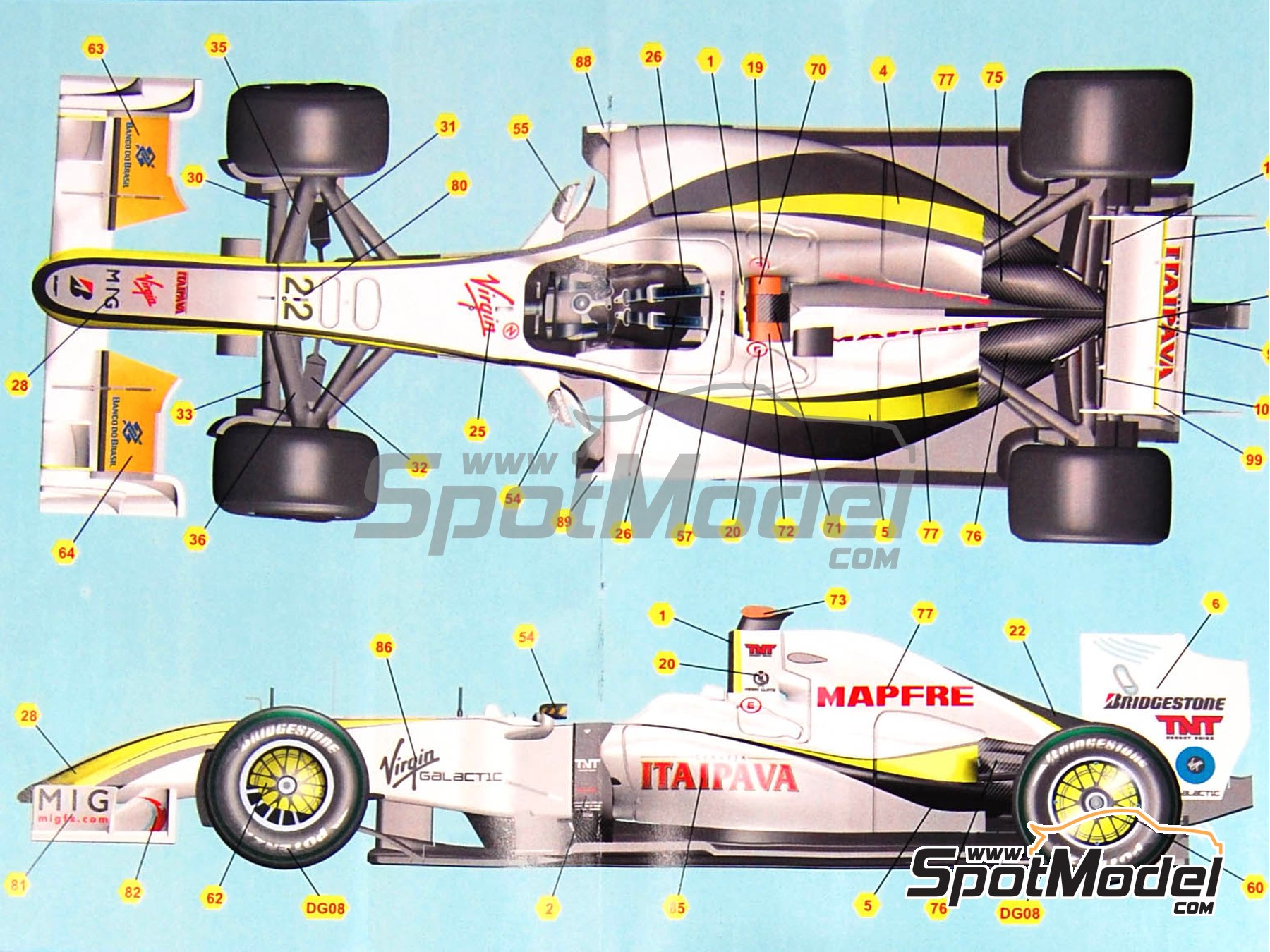 Formula 1 Brawn GP Mercerdes BGP 001 R.Barrichello 2009-1:43 MODEL CAR F1 705 