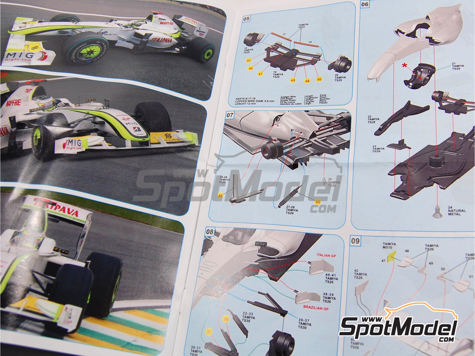 Image 21: Brawn GP Mercedes BGP001 sponsored by Virgin Mapfre Itaipava - Italian Formula 1 Grand Prix 2009 | Car scale model kit in 1/43 scale manufactured by Tameo Kits (ref.&nbsp;SLK070)