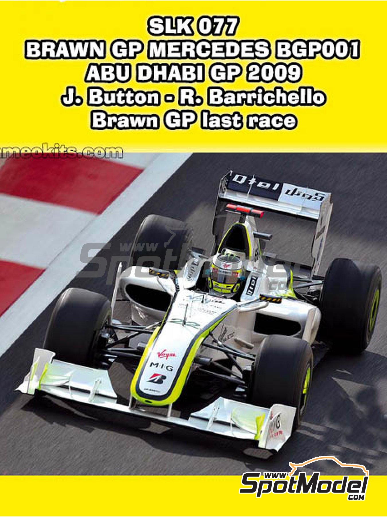 Brawn GP Mercedes BGP001 sponsored by Virgin Mapfre Itaipava Abu Dhabi  Grand Prix Car scale model kit in 1/43 scale manufactured by Tameo  Kits