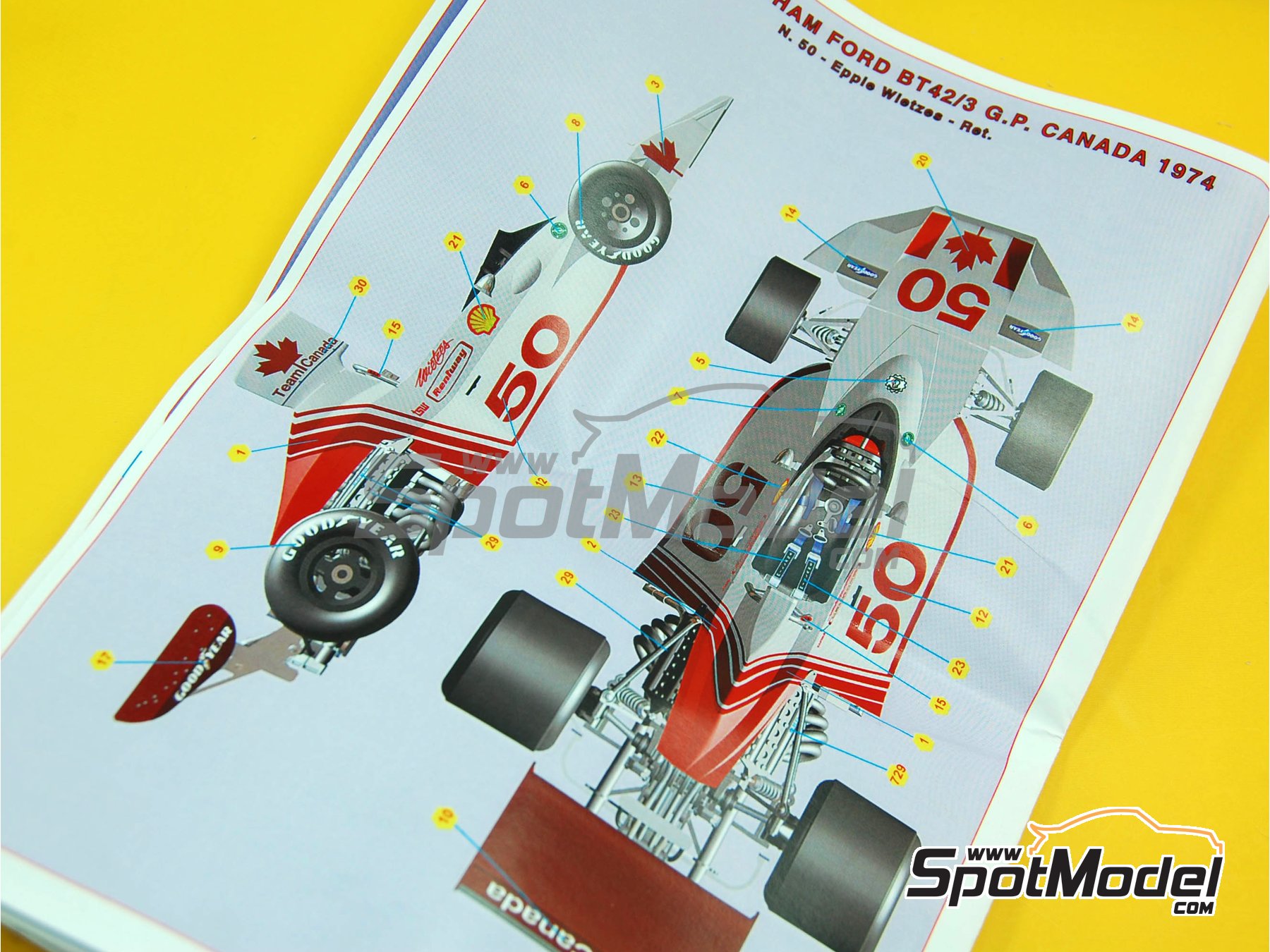 Image 2: Brabham Ford BT42/3 Equipo Brabham Racing Organisation - Gran Premio de F&oacute;rmula 1 de Canada 1974 | Maqueta de coche en escala&nbsp;1/43 fabricado por Tameo Kits (ref.&nbsp;SLK093)