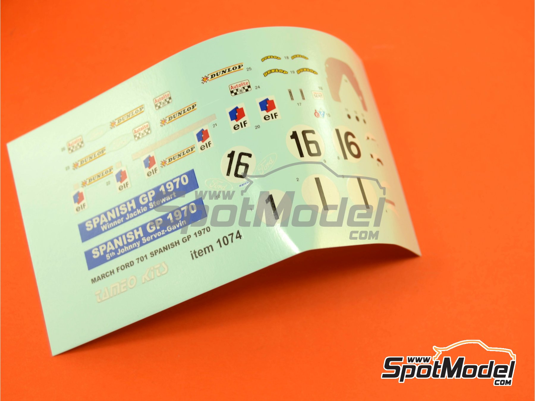 Image 6: March Ford 701 patrocinado por Dunlop - Gran Premio de Fórmula 1 de España 1970 | Maqueta de coche en escala 1/43 fabricado por Tameo Kits (ref. SLK100)