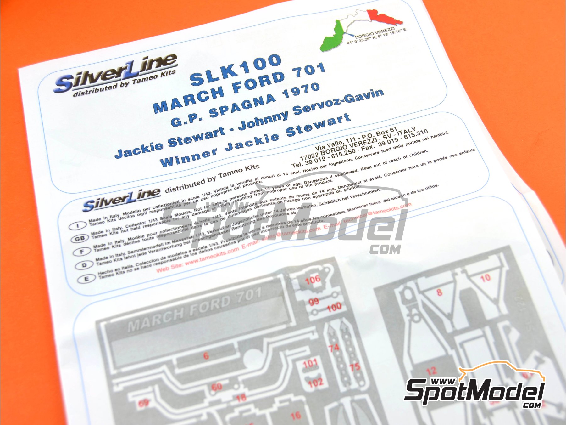 Image 7: March Ford 701 patrocinado por Dunlop - Gran Premio de Fórmula 1 de España 1970 | Maqueta de coche en escala 1/43 fabricado por Tameo Kits (ref. SLK100)