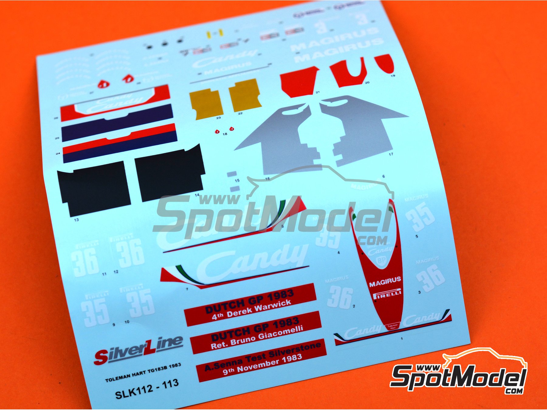 Image 8: Toleman Hart TG183B Equipo Toleman Motorsport patrocinado por Candy Magirus - Gran Premio de Formula 1 de Holanda 1983 | Maqueta de coche en escala 1/43 fabricado por Tameo Kits (ref. SLK112)