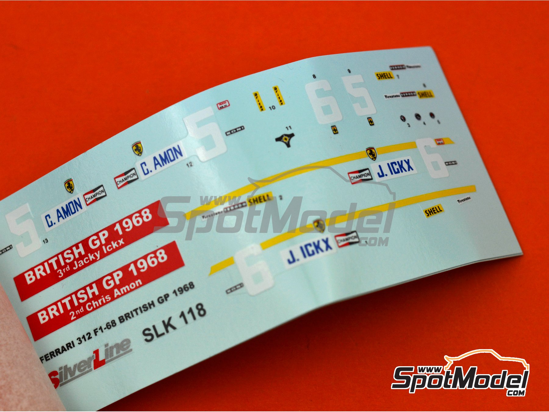 Image 3: Ferrari 312 F1 - British Formula 1 Grand Prix 1968 | Car scale model kit in 1/43 scale manufactured by Tameo Kits (ref.&nbsp;SLK118)