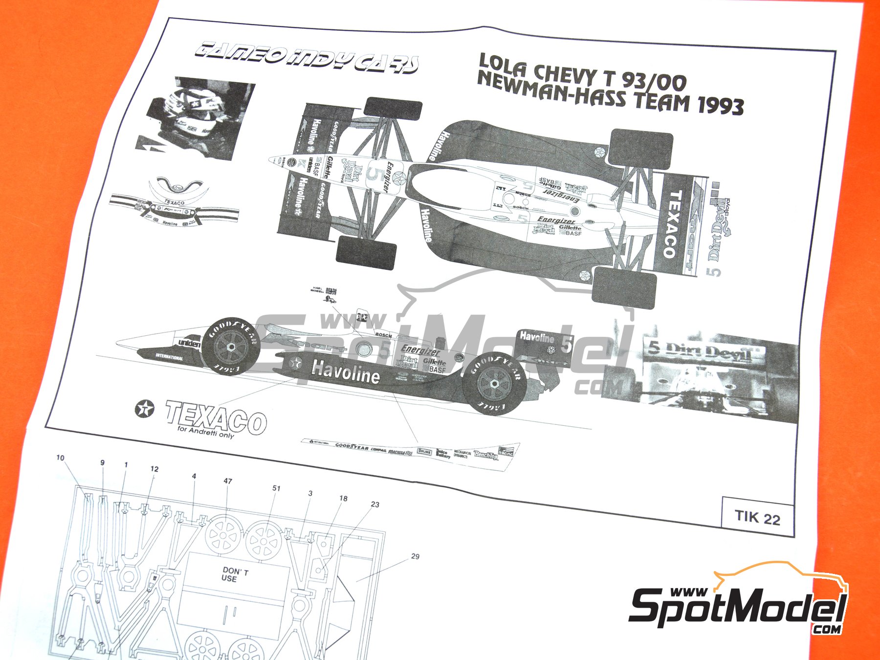 Image 8: Lola Chevy T93 K-Mart Equipo Newman-Hass patrocinado por Texaco Havoline - CART IndyCar World Series 1993 | Maqueta de coche en escala&nbsp;1/43 fabricado por Tameo Kits (ref.&nbsp;TIK022)