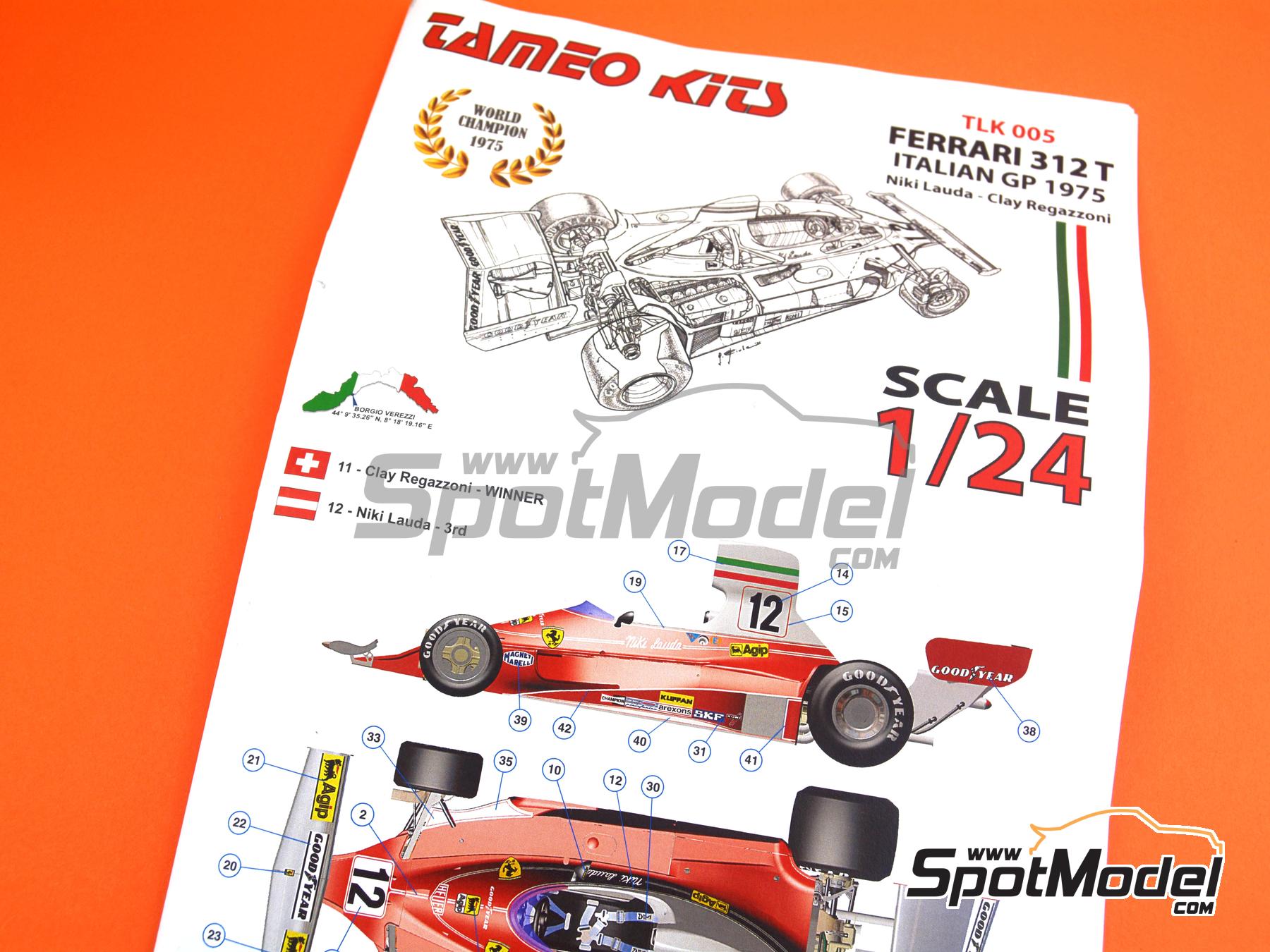 Image 22: Ferrari 312T Equipo Scuderia Ferrari - Gran Premio de F&oacute;rmula 1 de Italia 1975 | Maqueta de coche en escala&nbsp;1/24 fabricado por Tameo Kits (ref.&nbsp;TLK005)