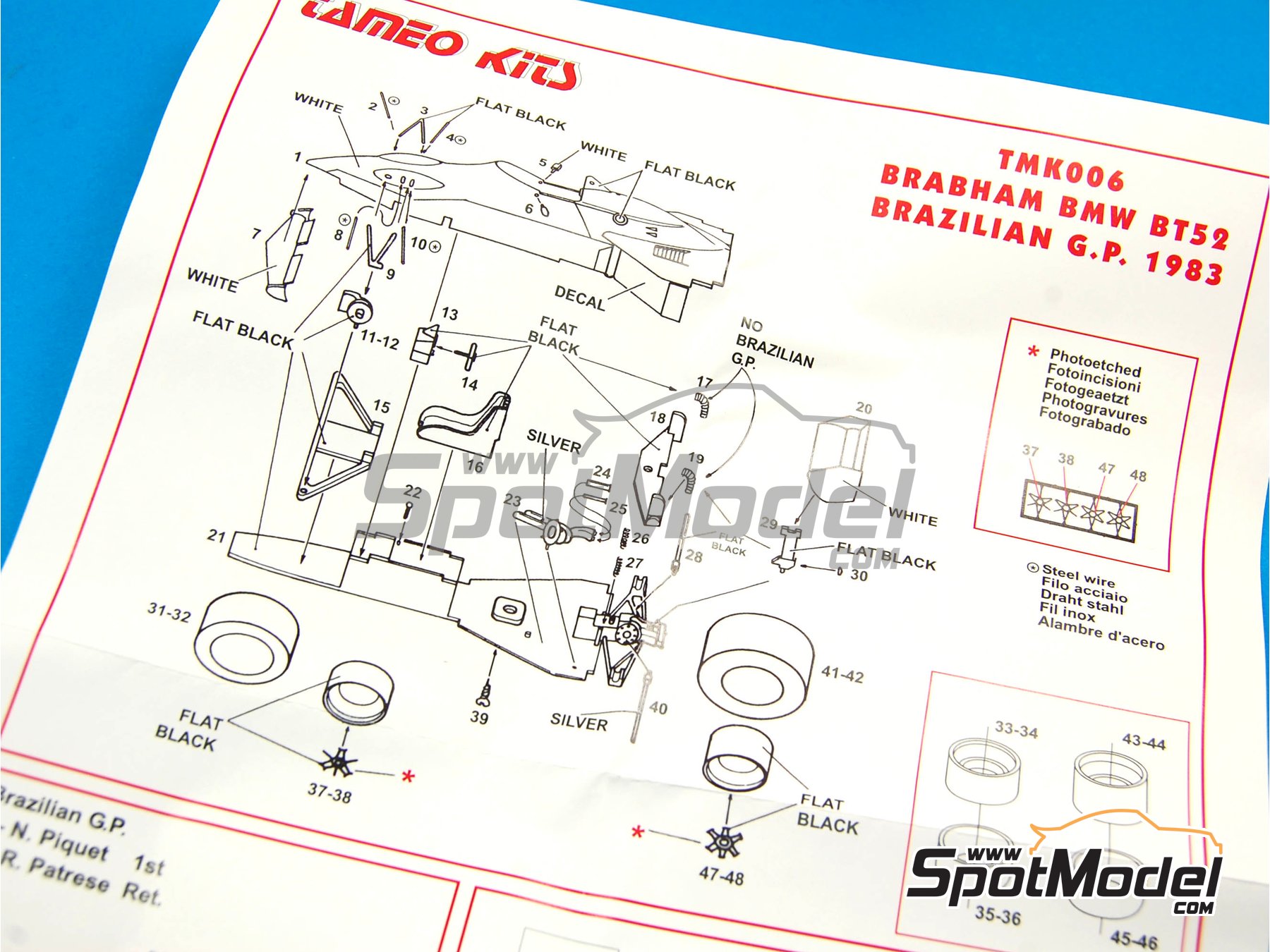 Image 7: Brabham BMW BT52 Equipo Brabham Racing Organisation patrocinado por Parmalat - Gran Premio de F&oacute;rmula 1 de Brasil 1983 | Maqueta de coche en escala&nbsp;1/43 fabricado por Tameo Kits (ref.&nbsp;TMK006)
