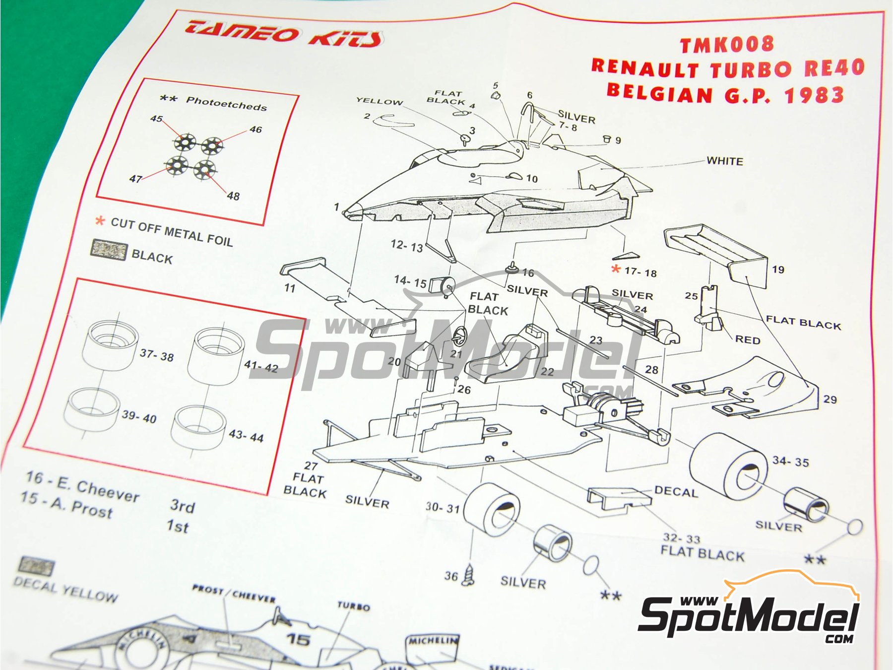 Image 1: Renault Turbo RE40 Equipo Renault F1 patrocinado por ELF - Gran Premio de F&oacute;rmula 1 de Belgica 1983 | Maqueta de coche en escala&nbsp;1/43 fabricado por Tameo Kits (ref.&nbsp;TMK008)