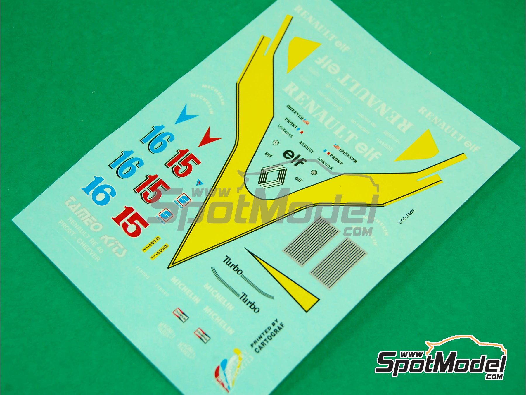 Image 5: Renault Turbo RE40 Equipo Renault F1 patrocinado por ELF - Gran Premio de F&oacute;rmula 1 de Belgica 1983 | Maqueta de coche en escala&nbsp;1/43 fabricado por Tameo Kits (ref.&nbsp;TMK008)