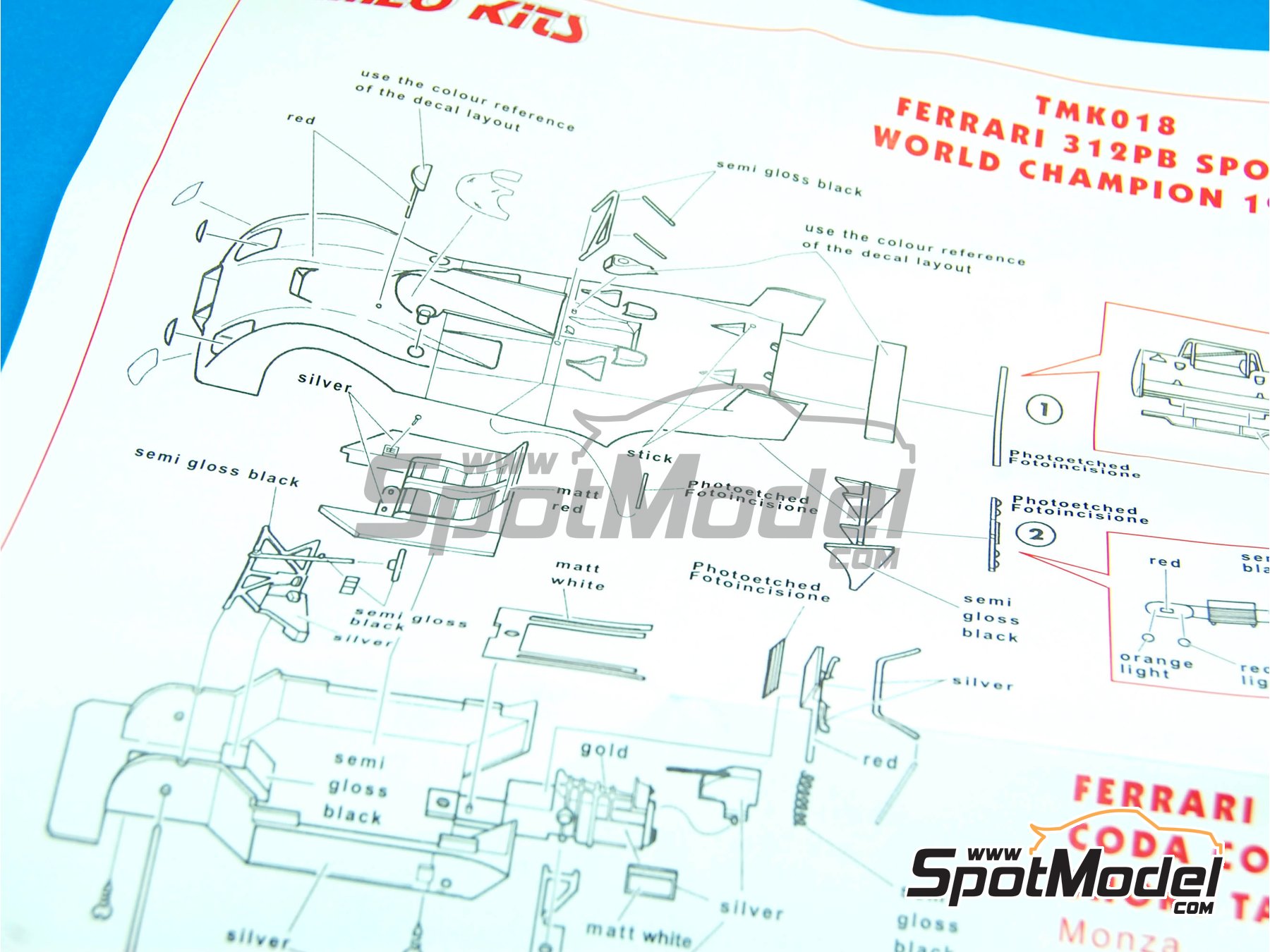Image 8: Ferrari 312PB Sport - 1000 kil&oacute;metros de Buenos Aires, 1000 Kil&oacute;metros de Monza 1972 | Maqueta de coche en escala&nbsp;1/43 fabricado por Tameo Kits (ref.&nbsp;TMK018)