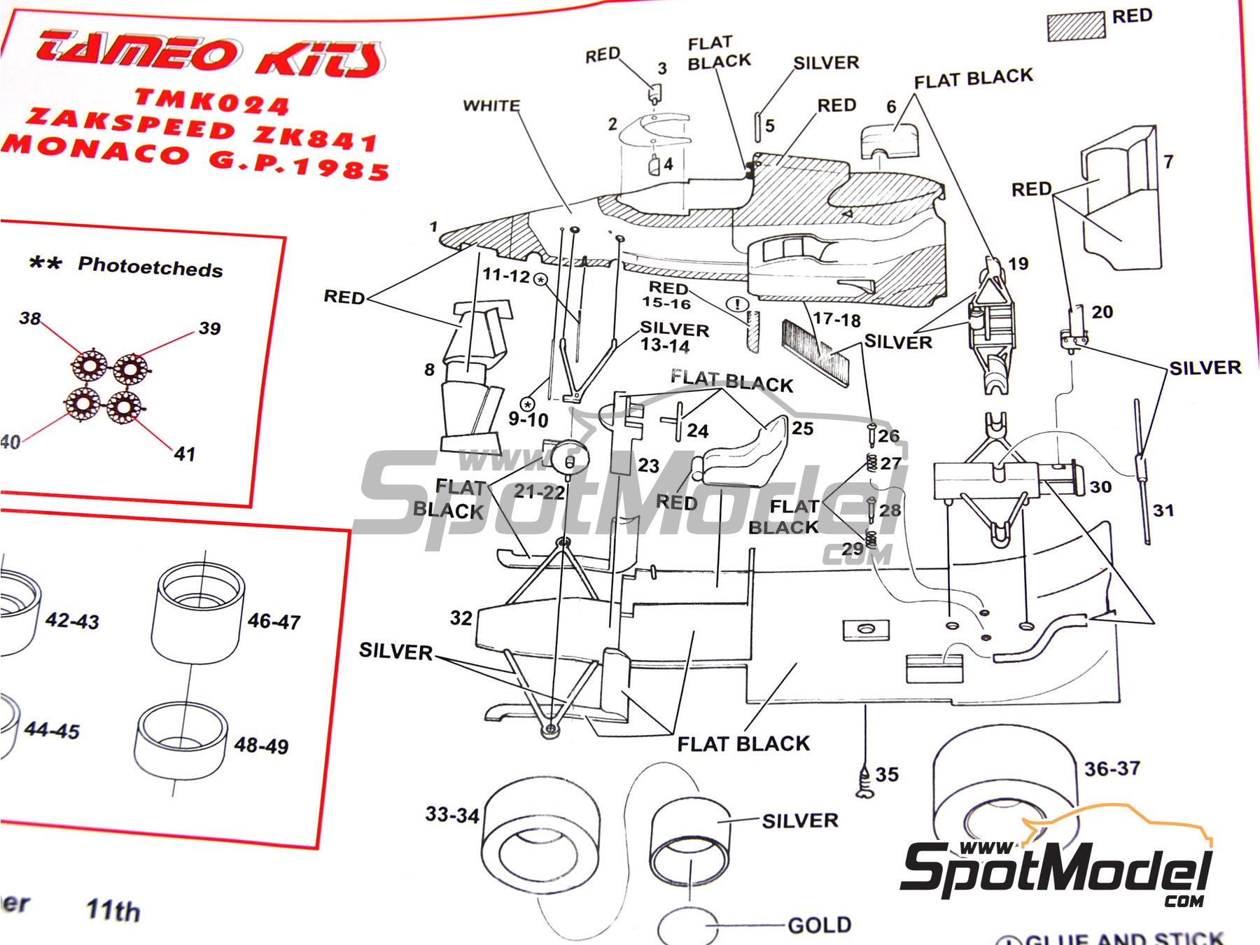 Image 10: Zakspeed ZAK1 patrocinado por West - Gran Premio de Formula 1 de M&oacute;naco 1985 | Maqueta de coche en escala&nbsp;1/43 fabricado por Tameo Kits (ref.&nbsp;TMK024)