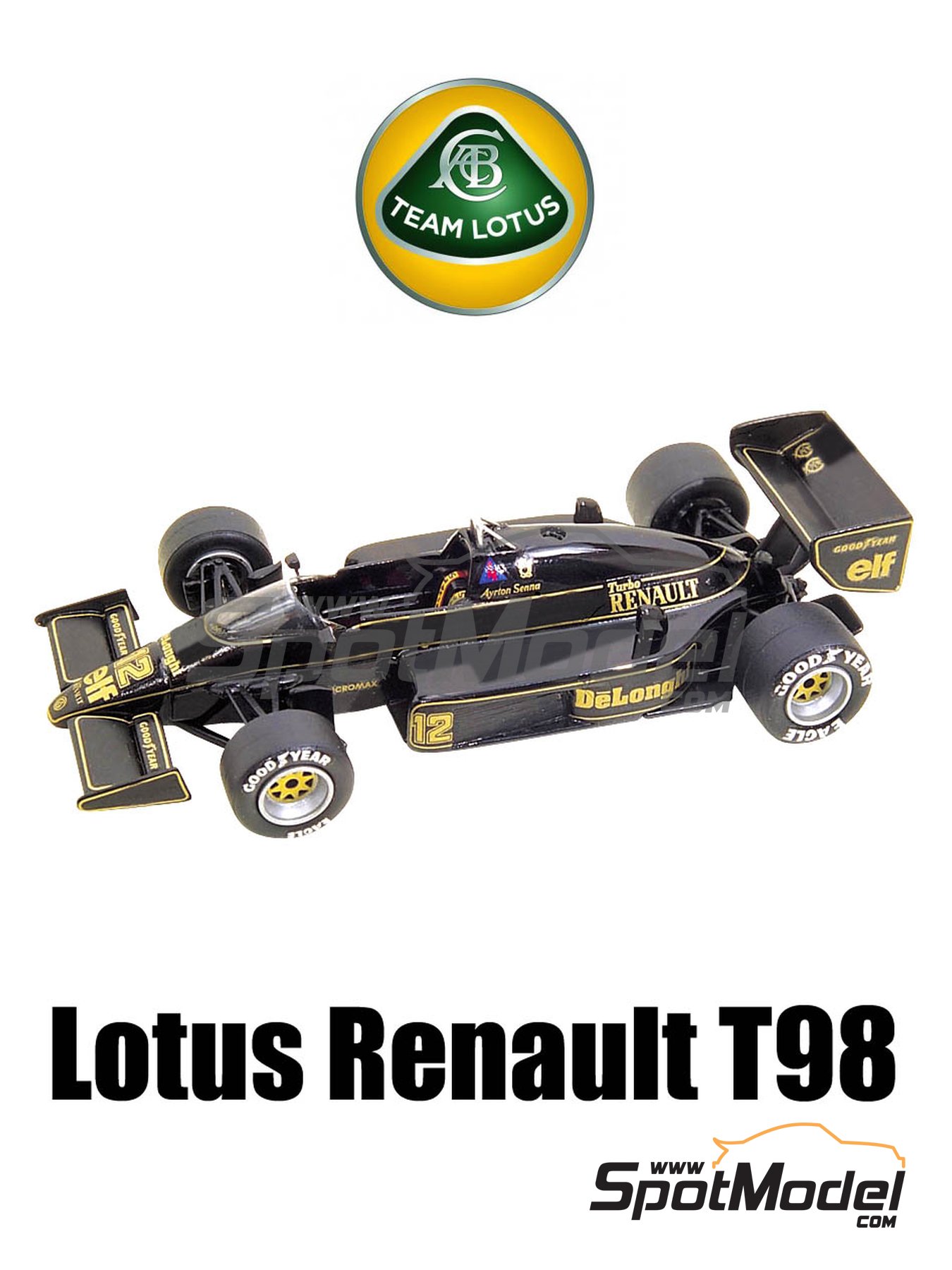 Senna LOTUS 98T 1986 water slide DECALS Laurels 1:43 F1 Car Collection JPS 