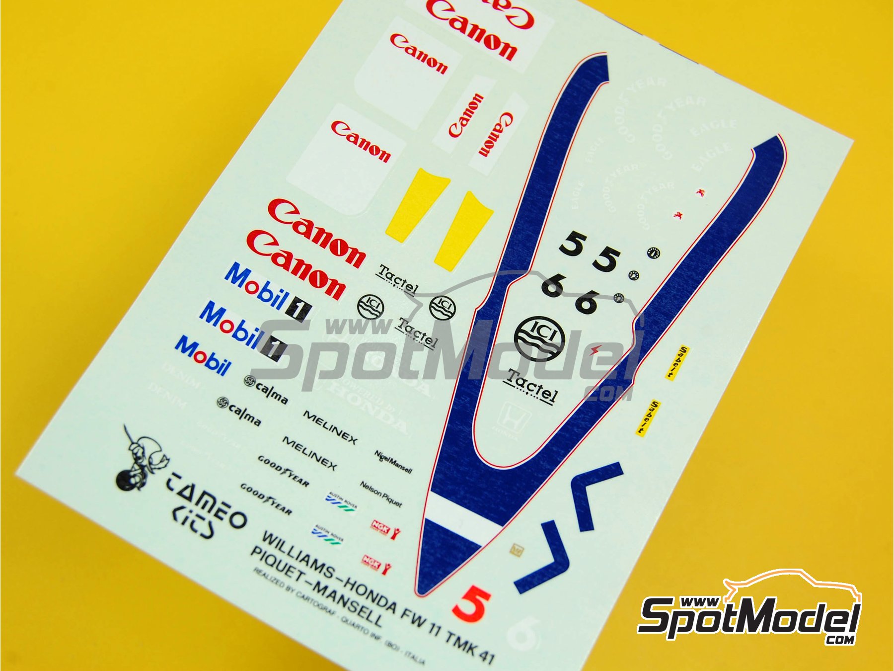 Image 7: Williams Honda FW11 Williams Grand Prix Engineering Team sponsored by Camel - Brazilian Formula 1 Grand Prix 1986 | Car scale model kit in 1/43 scale manufactured by Tameo Kits (ref.&nbsp;TMK041)