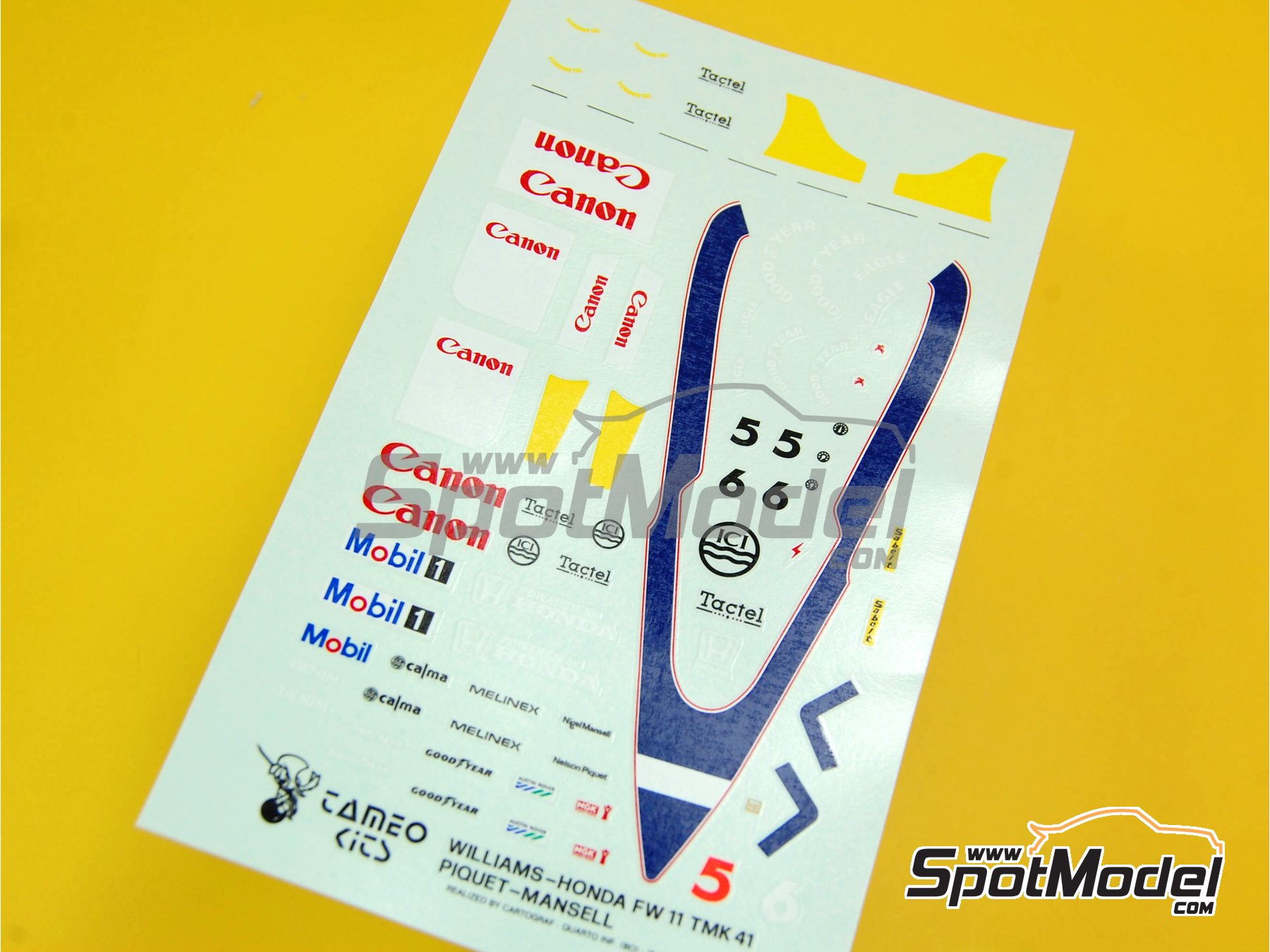 Image 6: Williams Honda FW11 Williams Grand Prix Engineering Team sponsored by Camel - Australian Formula 1 Grand Prix 1986 | Car scale model kit in 1/43 scale manufactured by Tameo Kits (ref.&nbsp;TMK049)