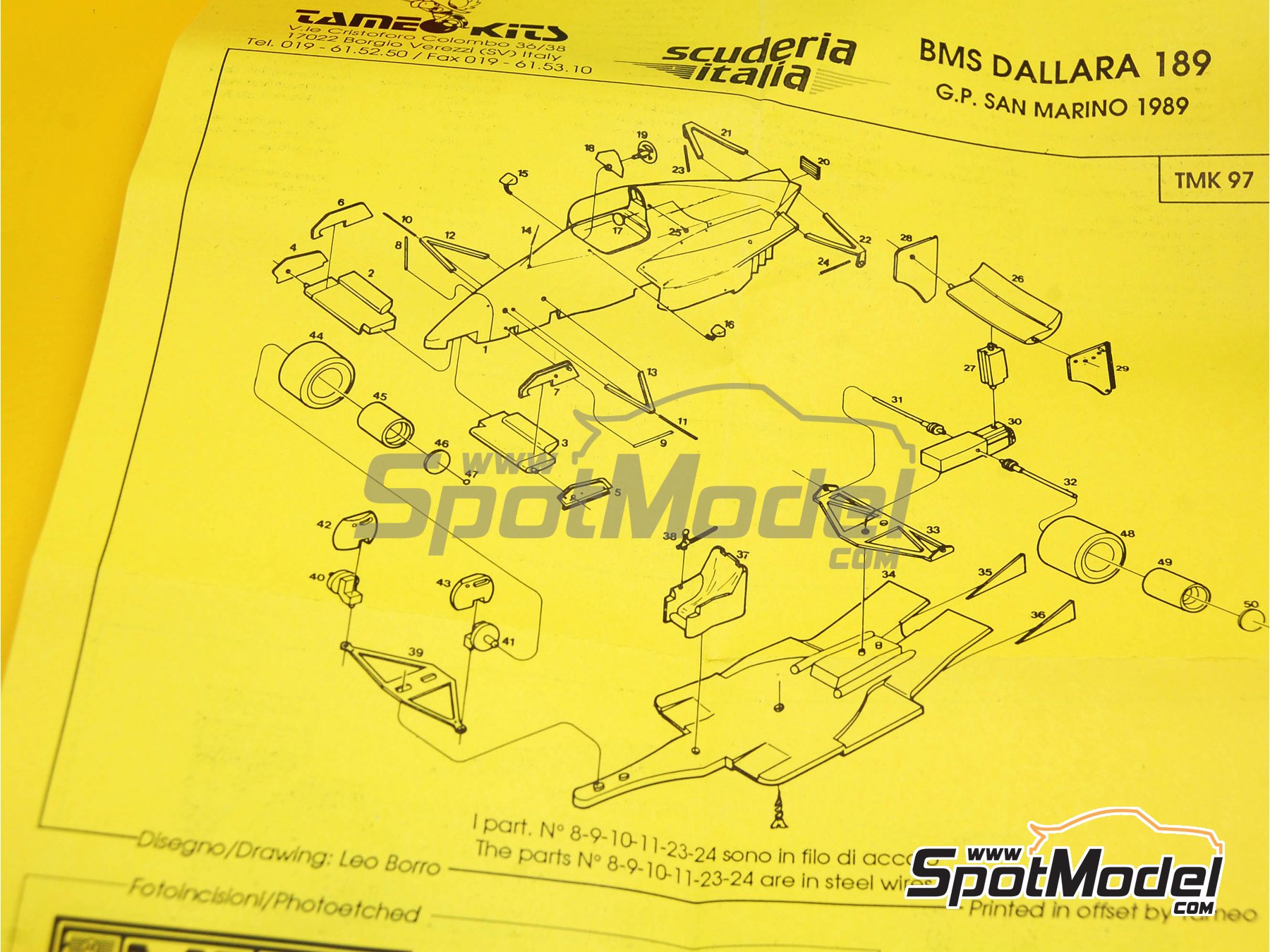 Image 6: BMS Dallara Cosworth 189 patrocinado por Marlboro - Gran Premio de F&oacute;rmula 1 de San Marino 1989 | Maqueta de coche en escala&nbsp;1/43 fabricado por Tameo Kits (ref.&nbsp;TMK097)