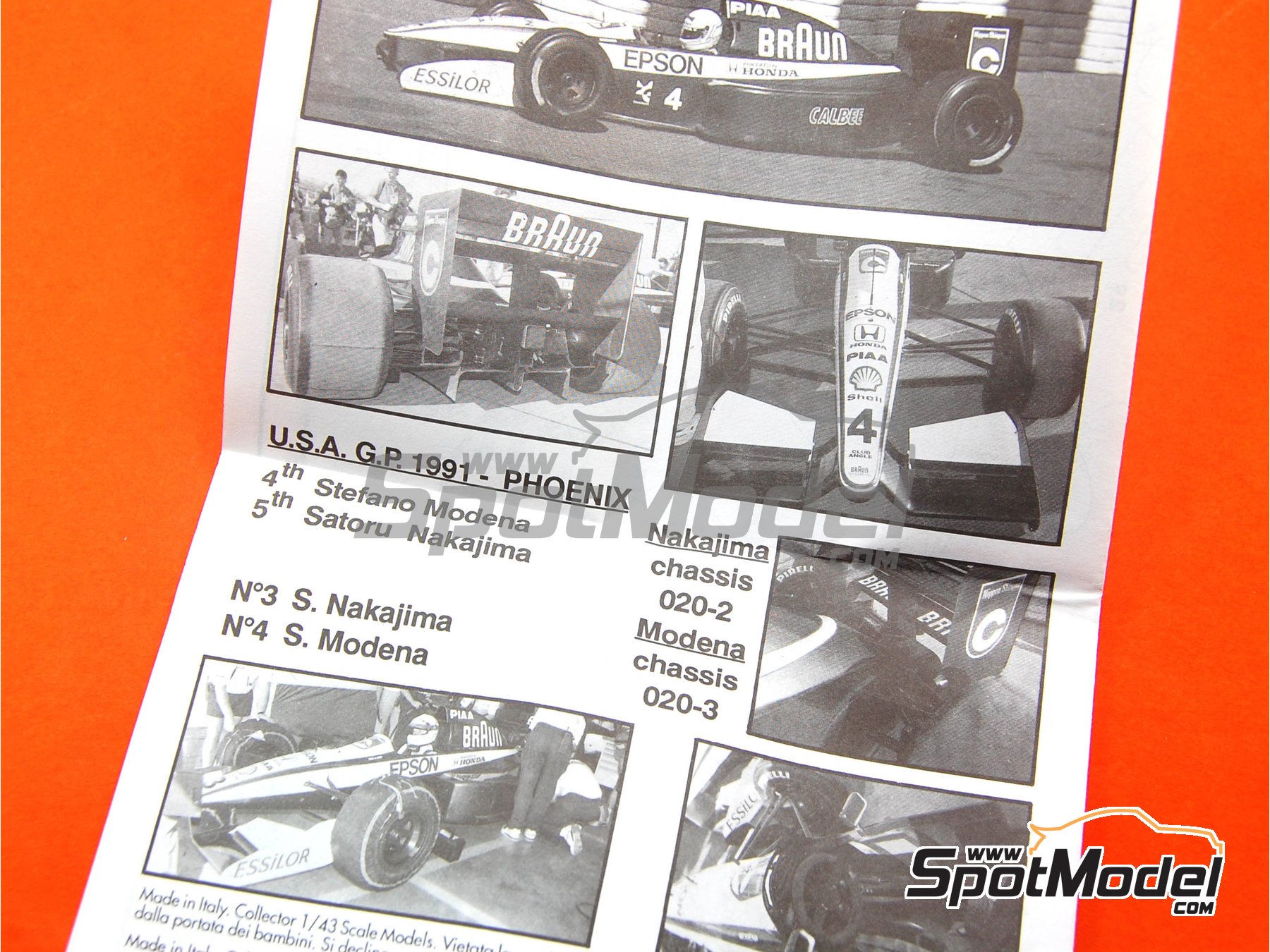 Image 2: Tyrrell Honda 020 Equipo Tyrrell Racing patrocinado por Braun Epson - Gran Premio de F&oacute;rmula 1 de los Estados Unidos de Am&eacute;rica 1991 | Maqueta de coche en escala&nbsp;1/43 fabricado por Tameo Kits (ref.&nbsp;TMK140)