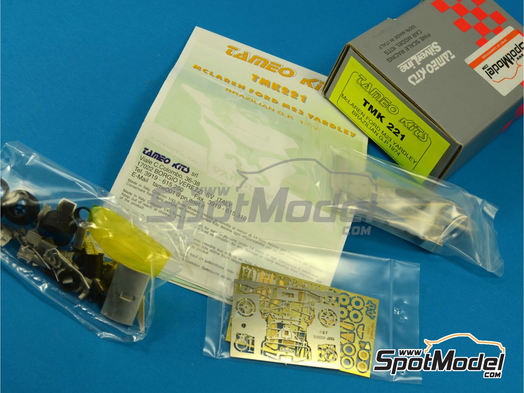 Image 1: McLaren Ford M23 Equipo McLaren Racing Limited patrocinado por Yardley - Gran Premio de F&oacute;rmula 1 de Brasil 1974 | Maqueta de coche en escala&nbsp;1/43 fabricado por Tameo Kits (ref.&nbsp;TMK221)