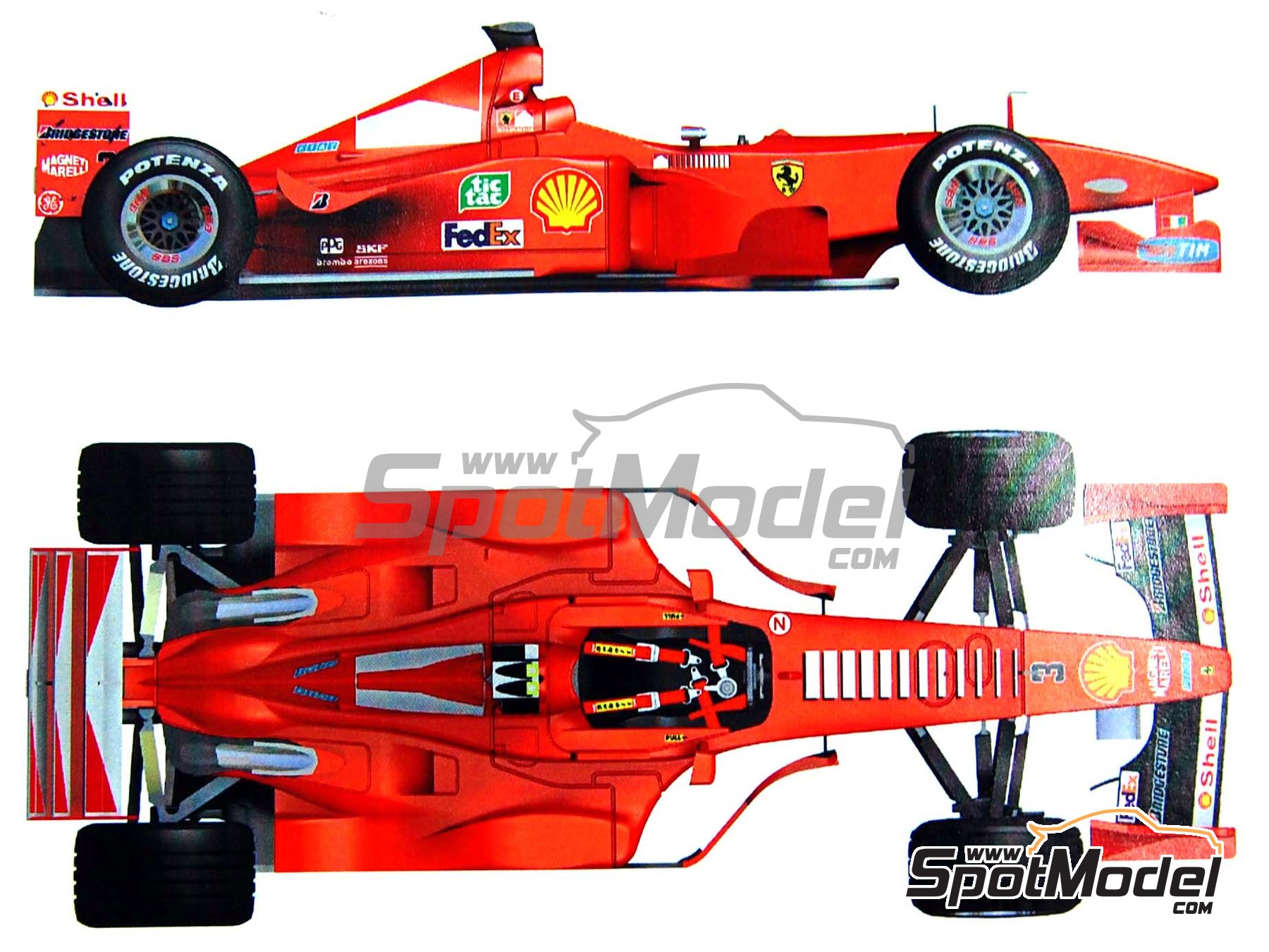 Image 2: Ferrari F399 Equipo Scuderia Ferrari patrocinado por Marlboro - Gran Premio de Formula 1 de M&oacute;naco 1999 | Maqueta de coche en escala&nbsp;1/43 fabricado por Tameo Kits (ref.&nbsp;TMK273)