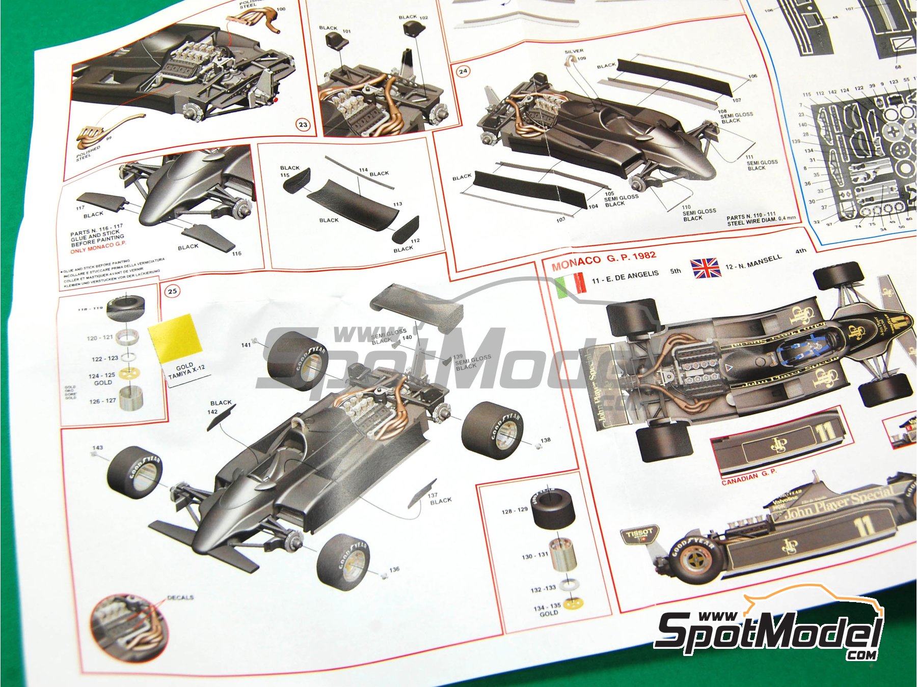 Image 2: Lotus Ford 91 Lotus Team sponsored by John Player Special - Canadian Formula 1 Grand Prix, Monaco Formula 1 Grand Prix 1982 | Car scale model kit in 1/43 scale manufactured by Tameo Kits (ref.&nbsp;TMK287)