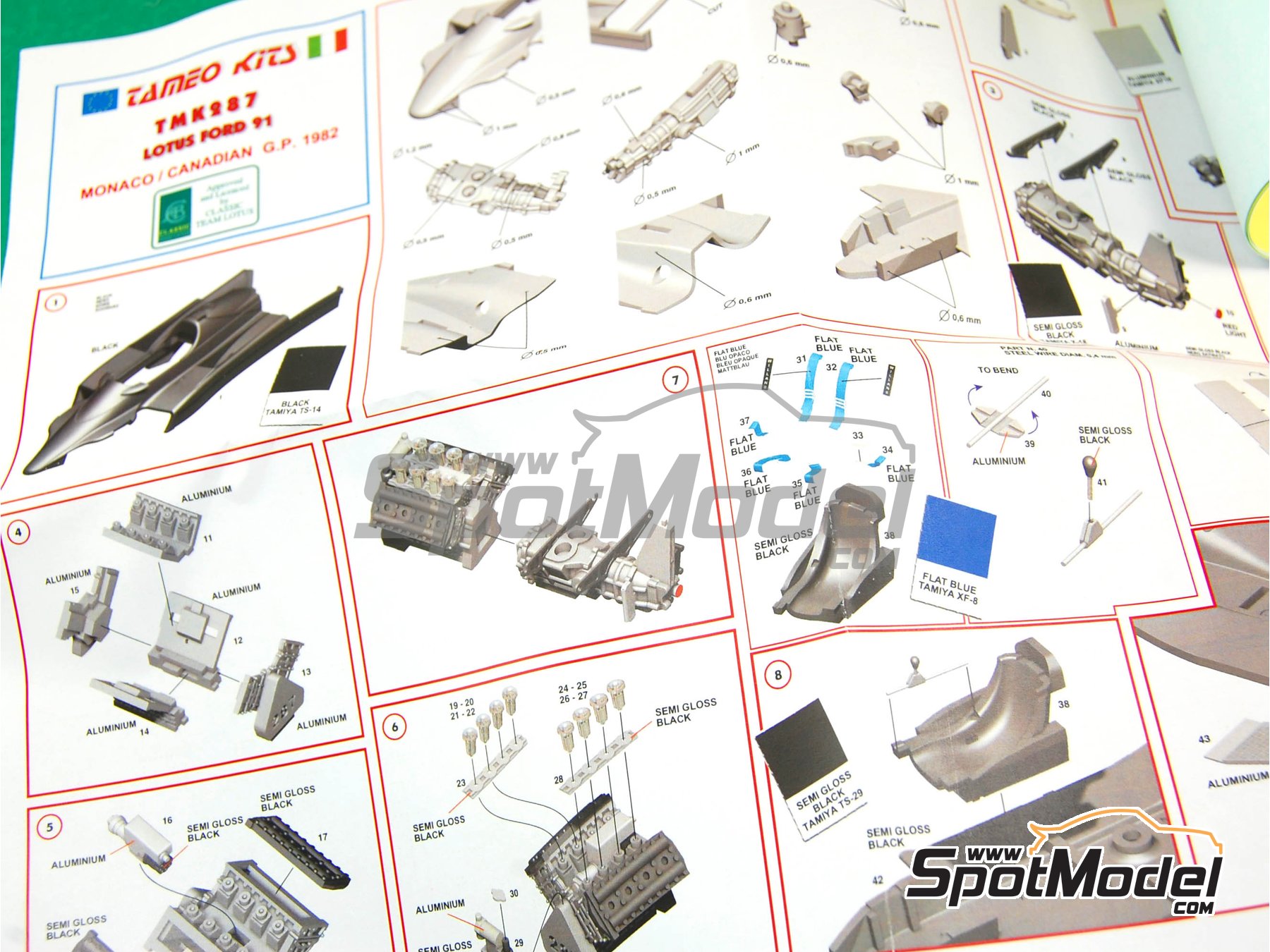 Image 3: Lotus Ford 91 Lotus Team sponsored by John Player Special - Canadian Formula 1 Grand Prix, Monaco Formula 1 Grand Prix 1982 | Car scale model kit in 1/43 scale manufactured by Tameo Kits (ref.&nbsp;TMK287)