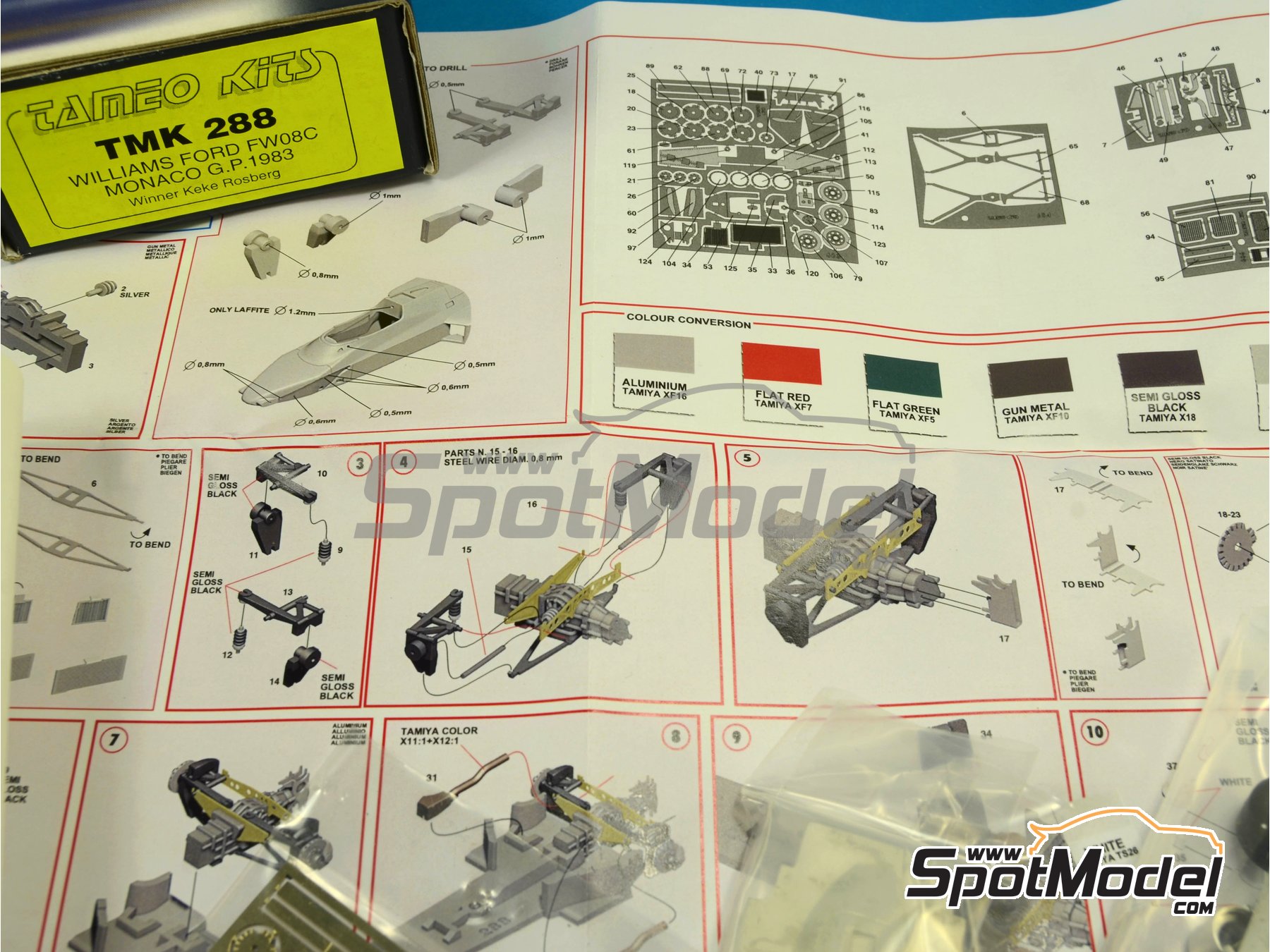 Image 6: Williams Ford FW08C Equipo Williams Grand Prix Engineering patrocinado por TAG, Denim - Gran Premio de Formula 1 de M&oacute;naco 1983 | Maqueta de coche en escala&nbsp;1/43 fabricado por Tameo Kits (ref.&nbsp;TMK288)