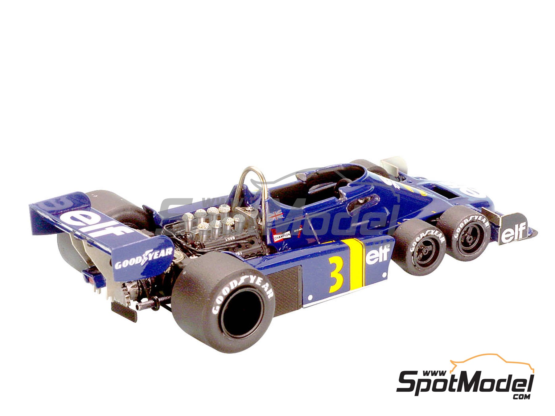 Image 1: Tyrrell Ford P34 Six Wheels seis ruedas Equipo Tyrrell Racing patrocinado por ELF - Gran Premio de Formula 1 de Holanda 1976 | Maqueta de coche en escala&nbsp;1/43 fabricado por Tameo Kits (ref.&nbsp;TMK299)